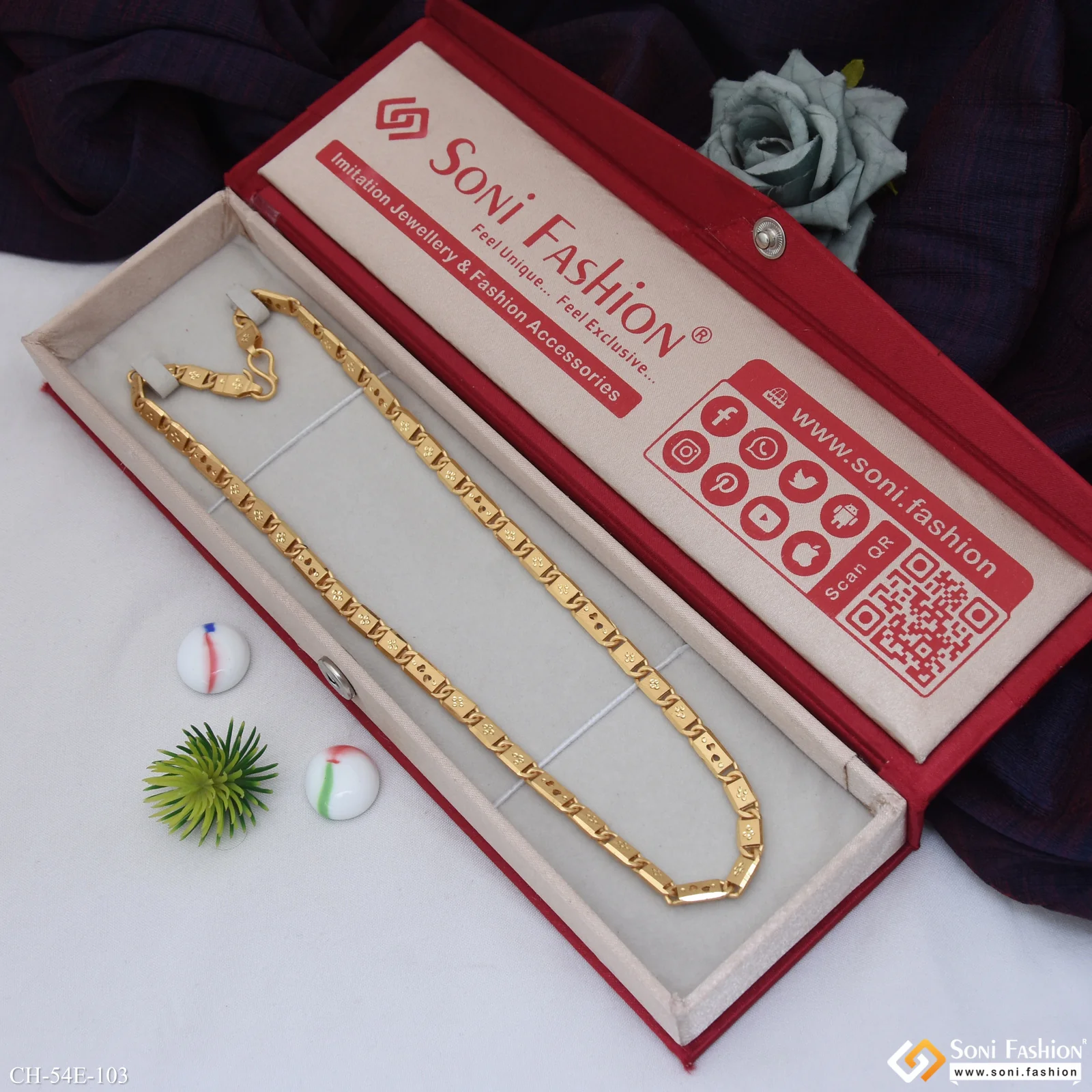 1 Gram Gold Plated Awesome Design Nawabi Chain for Men - Style E103 - Image 3