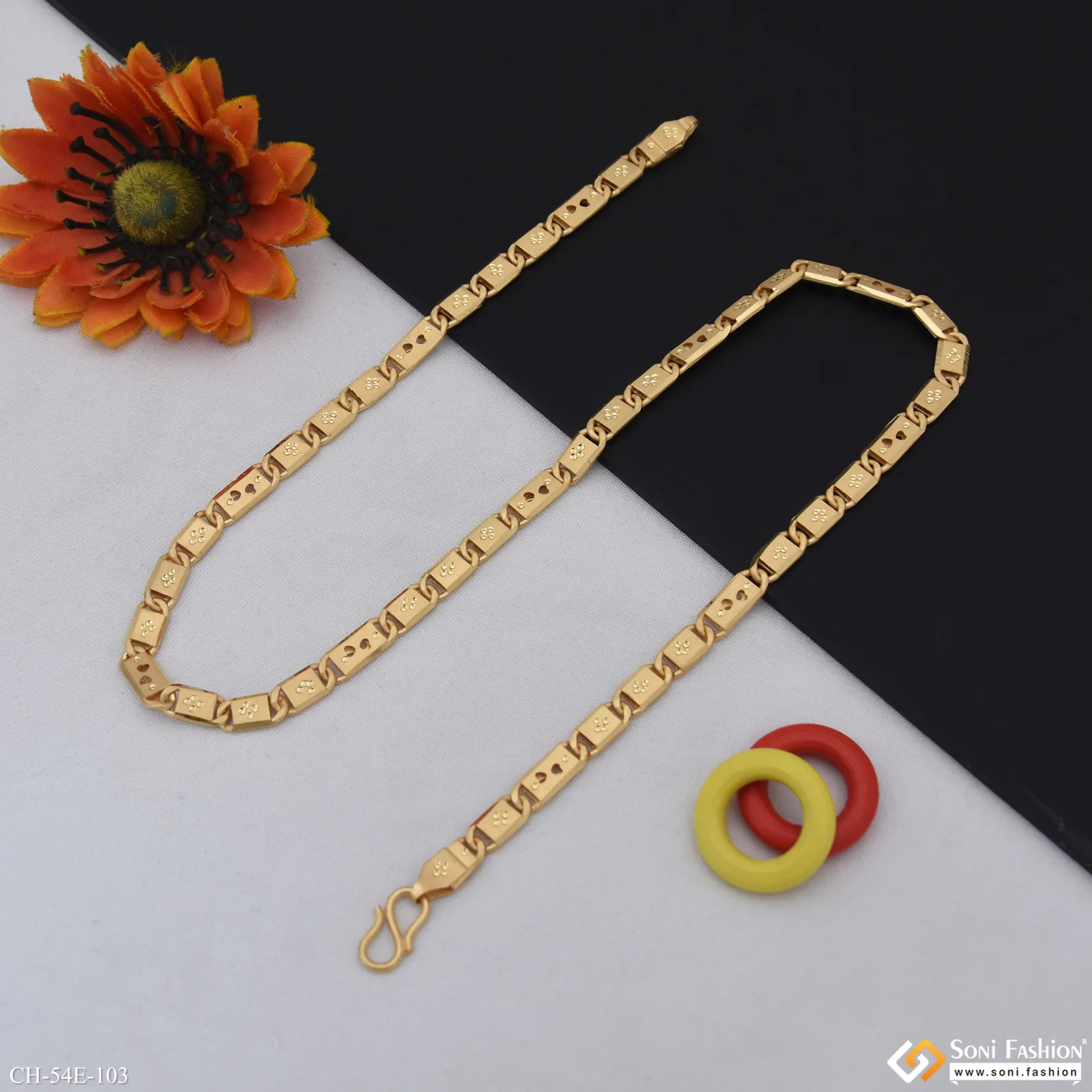 1 Gram Gold Plated Awesome Design Nawabi Chain for Men - Style E103 - Image 4
