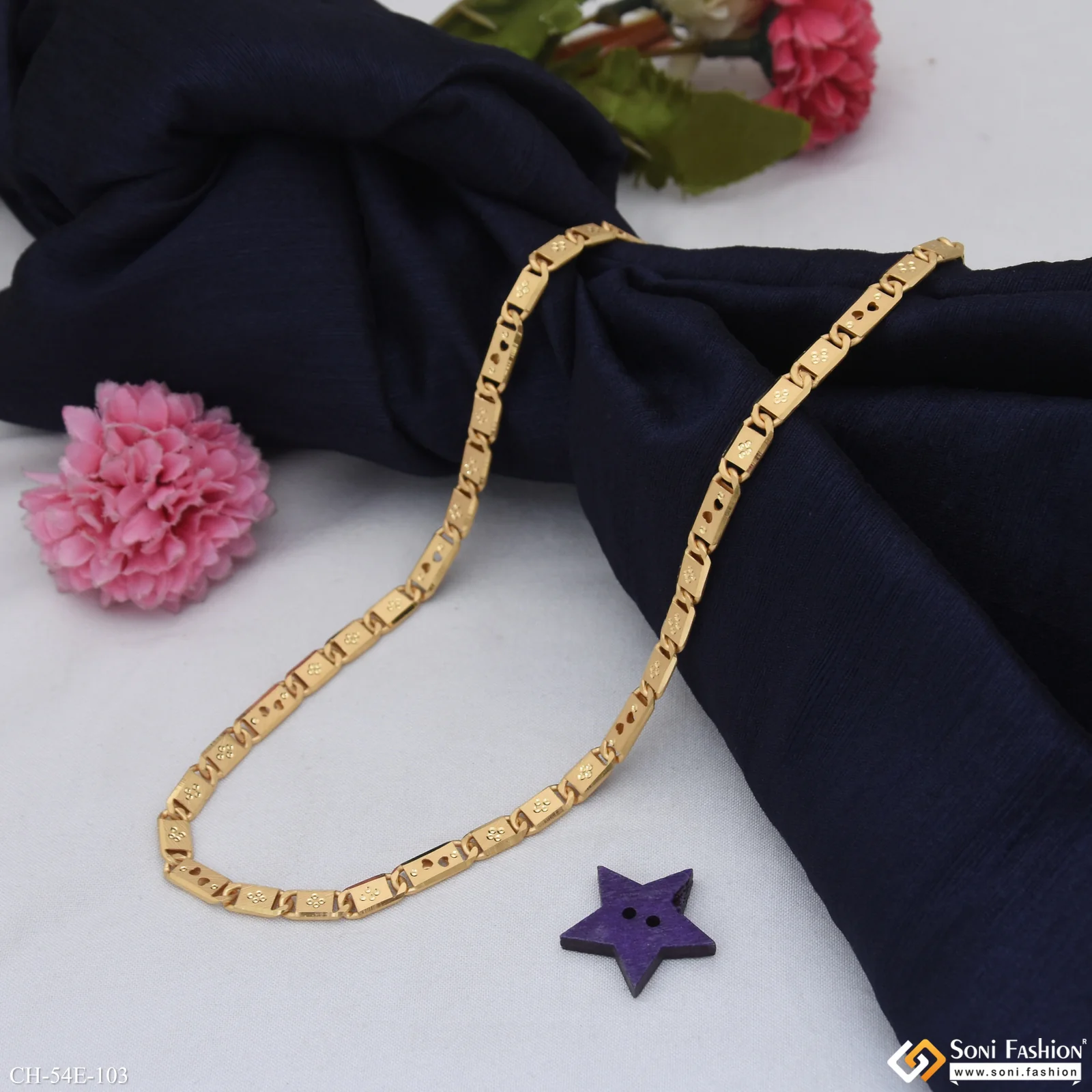 1 Gram Gold Plated Awesome Design Nawabi Chain for Men - Style E103 - Image 5