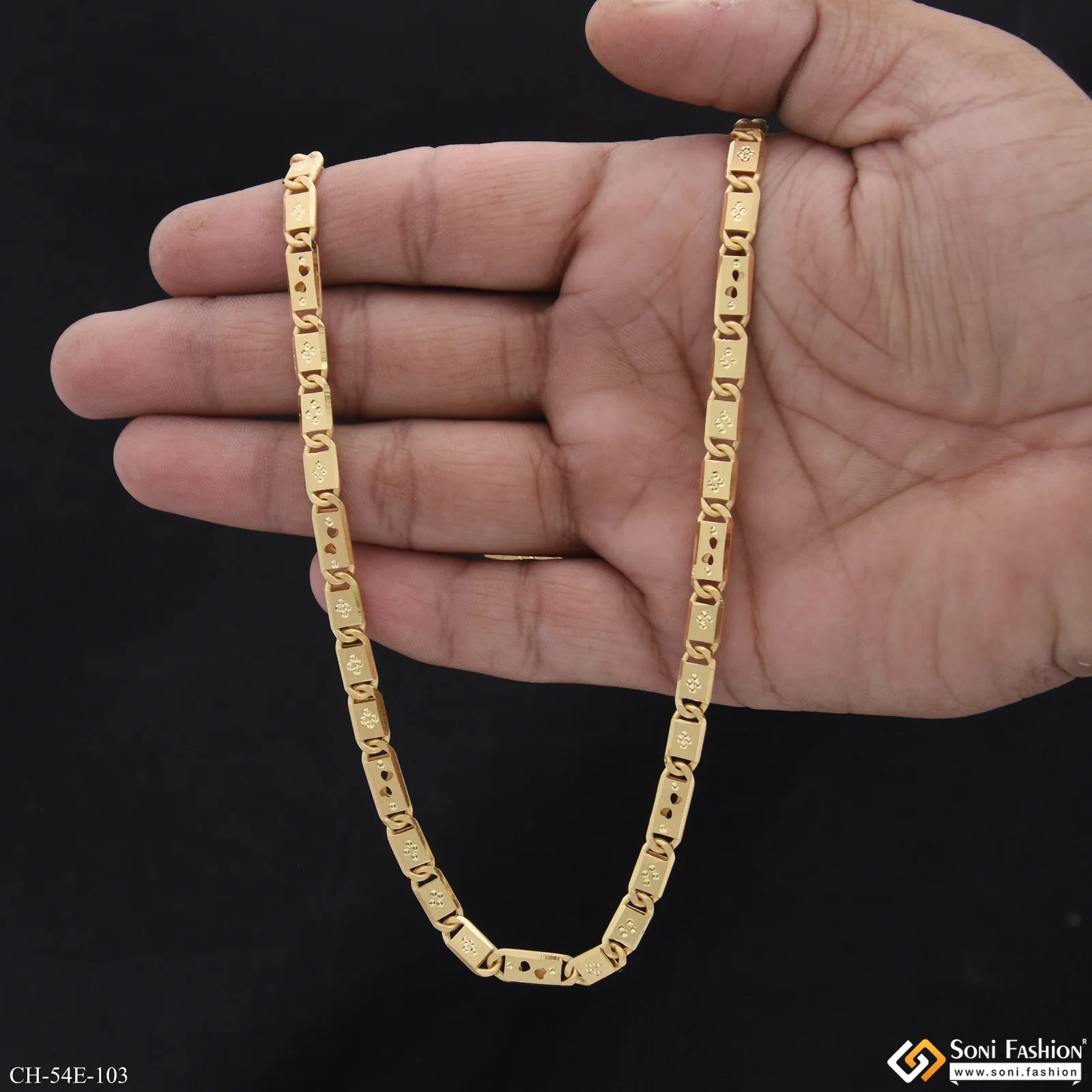 1 Gram Gold Plated Awesome Design Nawabi Chain for Men - Style E103 - Image 6