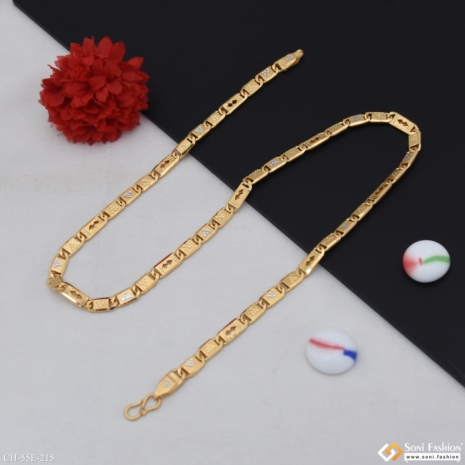 1 Gram Gold Plated Awesome Design Nawabi Chain for Men - Style E215 - Image 5
