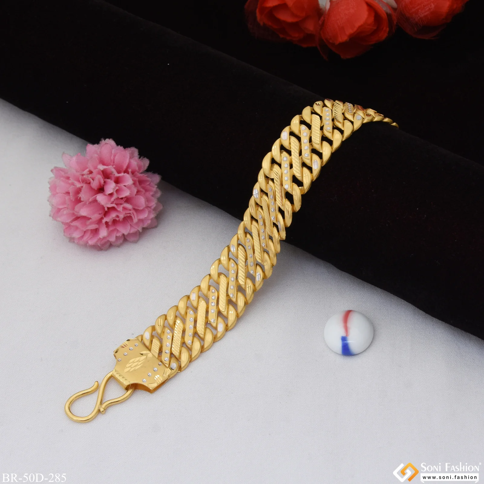 1 Gram Gold Plated Awesome Design Pokal Bracelet for Men - Style D285 - Image 3