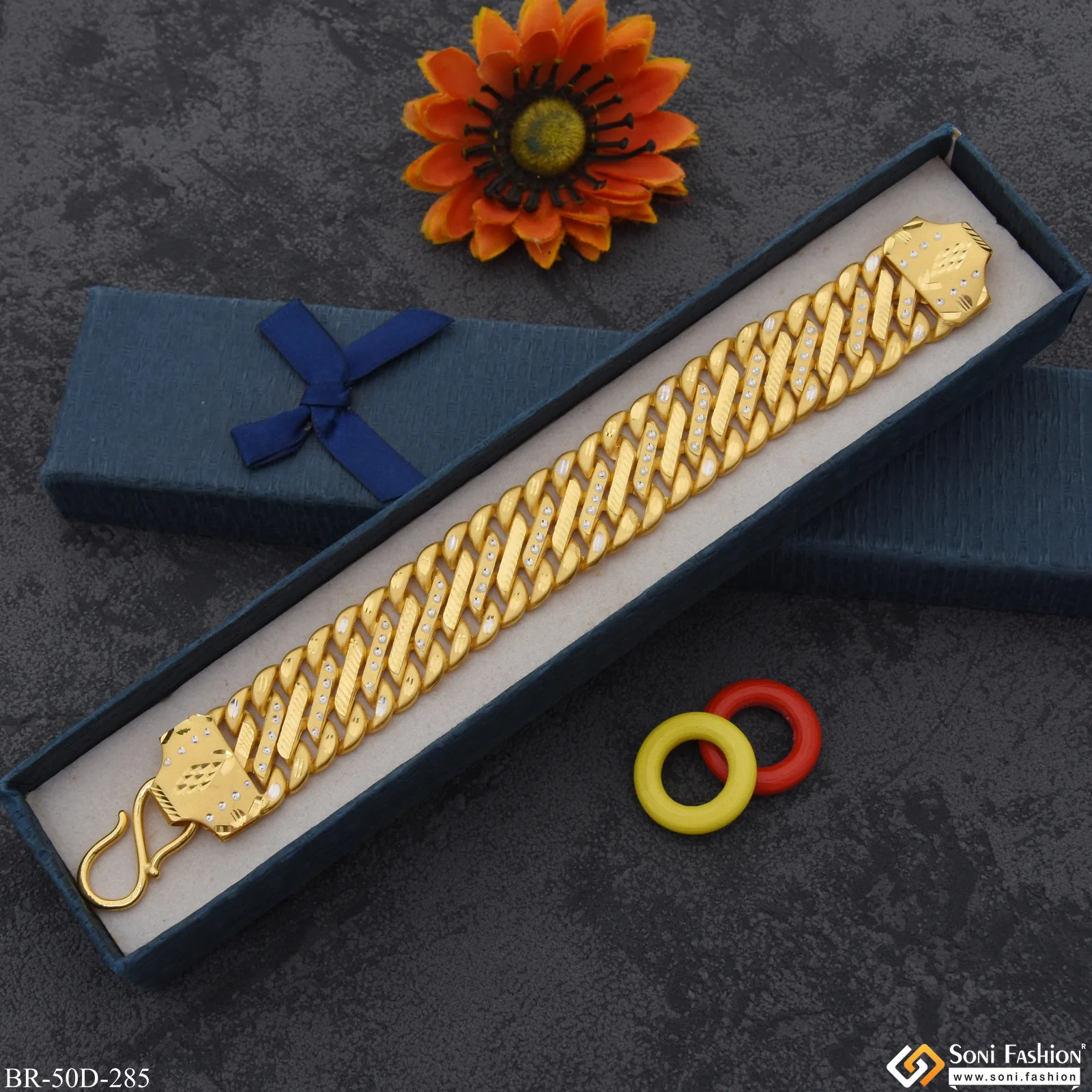 1 Gram Gold Plated Awesome Design Pokal Bracelet for Men - Style D285 - Image 4