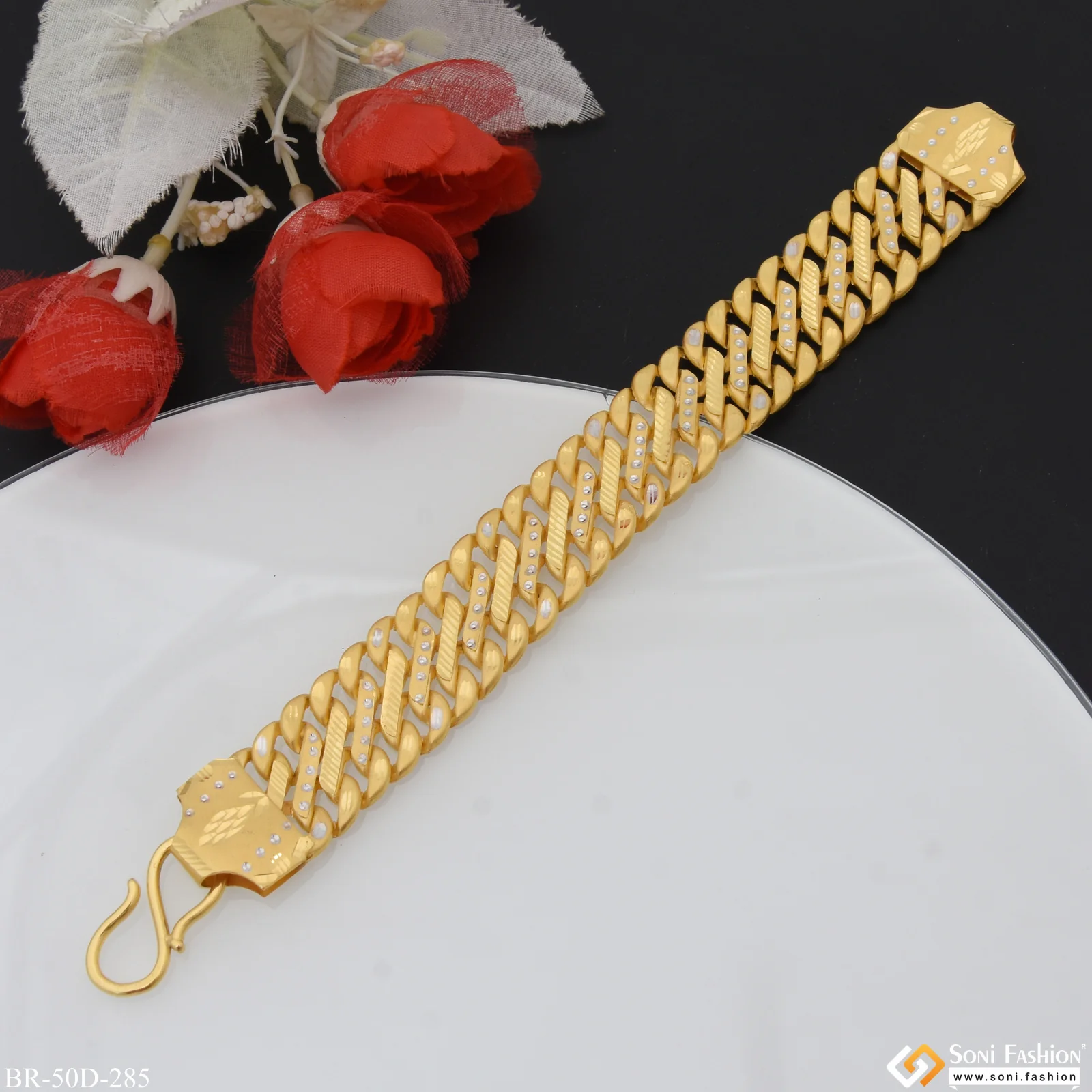 1 Gram Gold Plated Awesome Design Pokal Bracelet for Men - Style D285 - Image 5