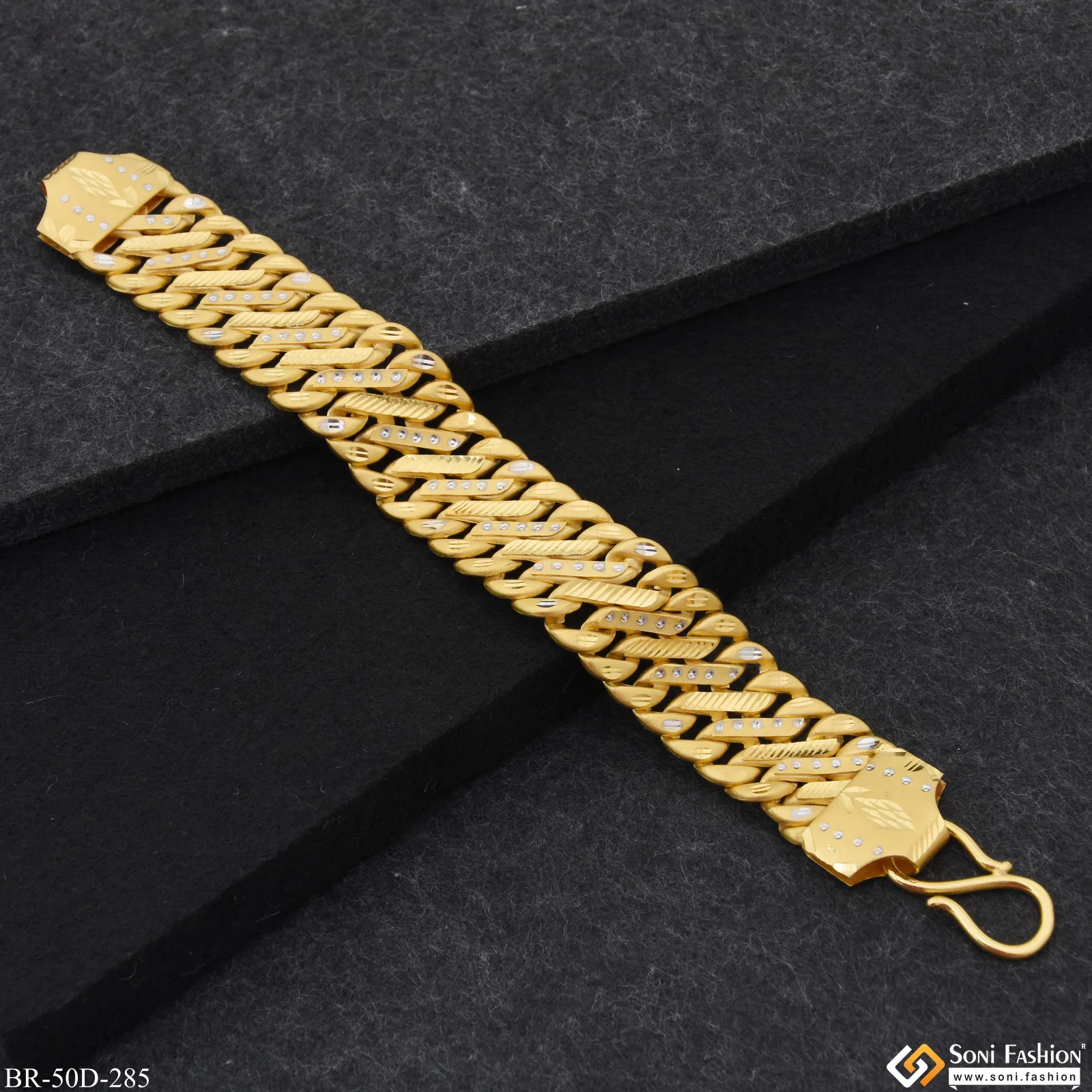 1 Gram Gold Plated Awesome Design Pokal Bracelet for Men - Style D285 - Image 6