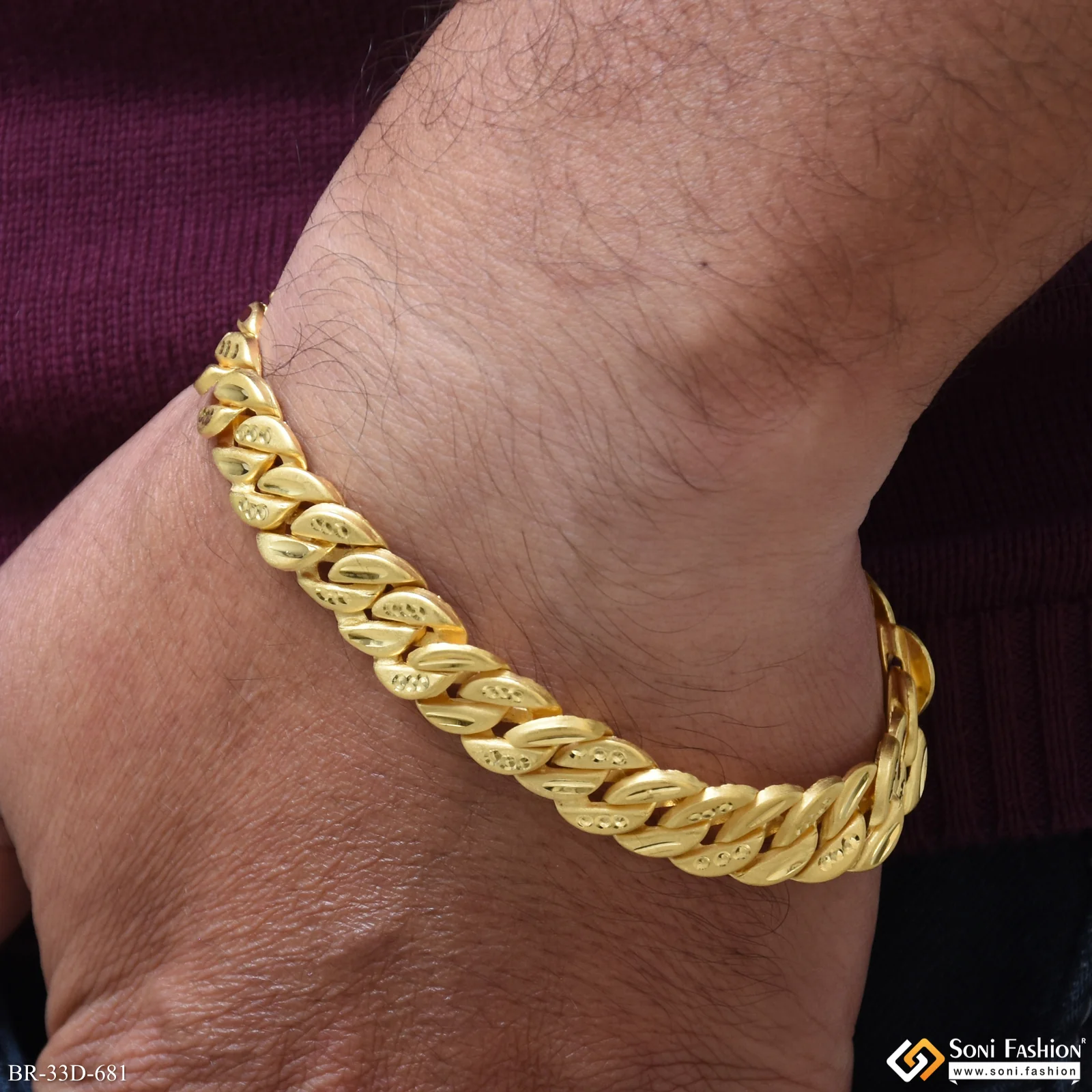 1 Gram Gold Plated Awesome Design Pokal Bracelet for Men - Style D681 - Image 2