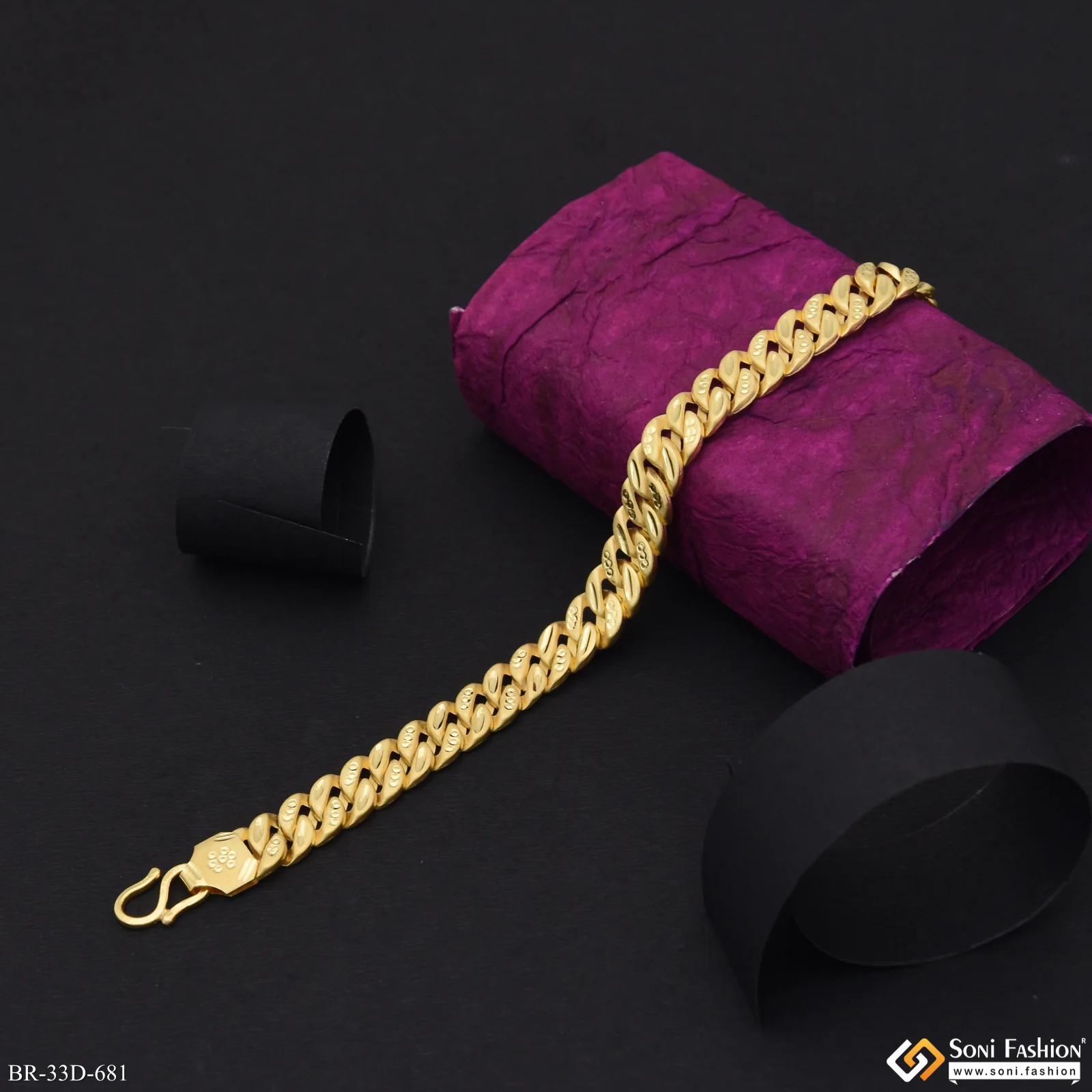 1 Gram Gold Plated Awesome Design Pokal Bracelet for Men - Style D681 - Image 3