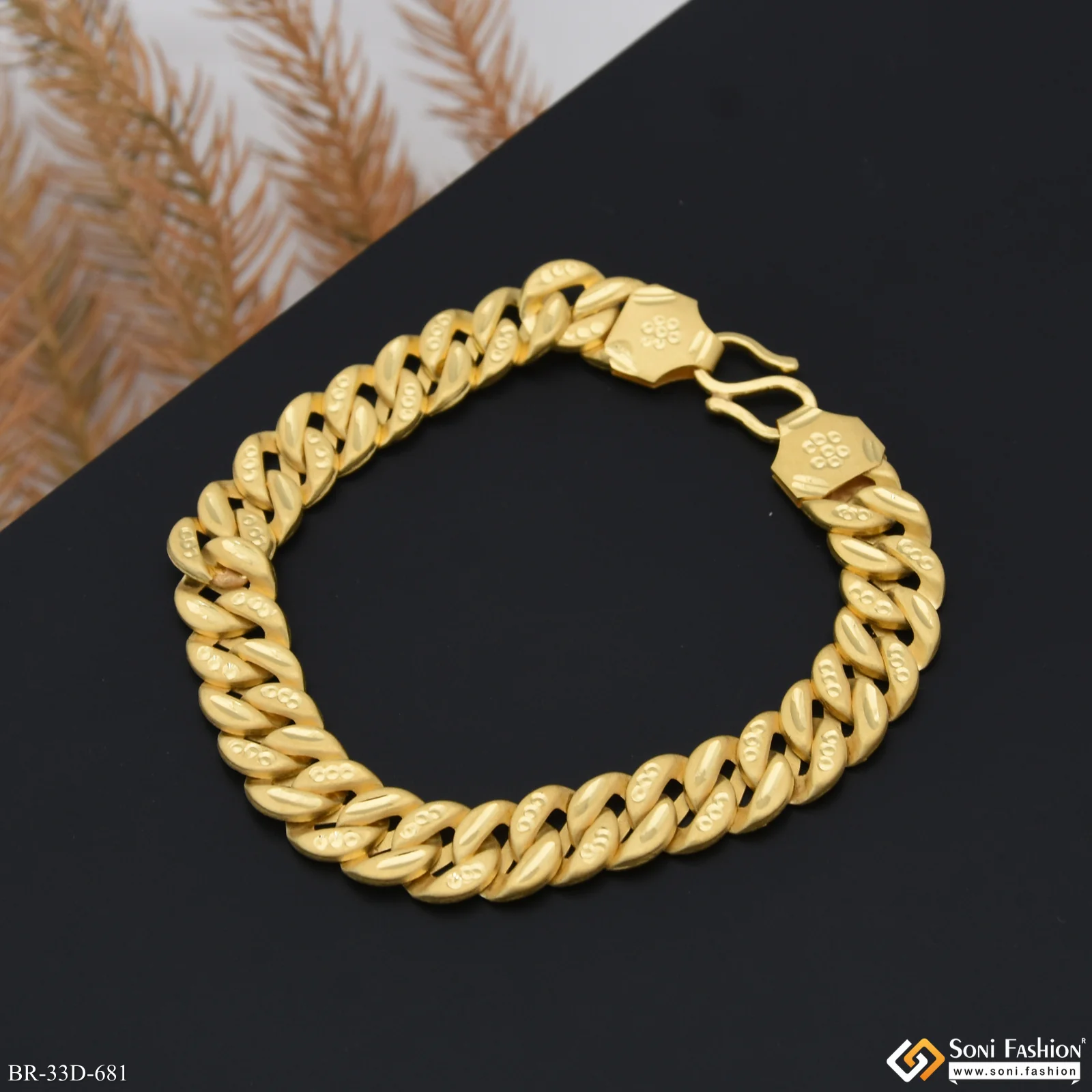 1 Gram Gold Plated Awesome Design Pokal Bracelet for Men - Style D681 - Image 5