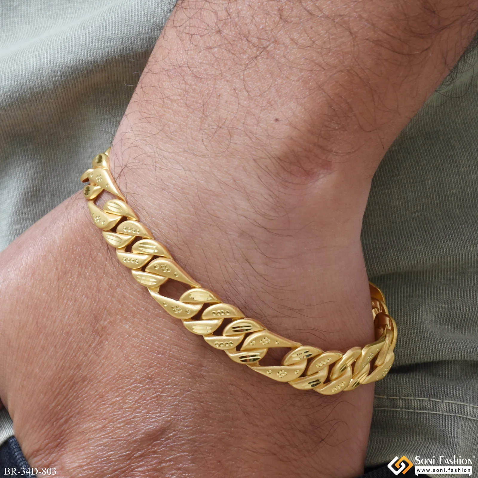 1 Gram Gold Plated Awesome Design Pokal Bracelet for Men - Style D803