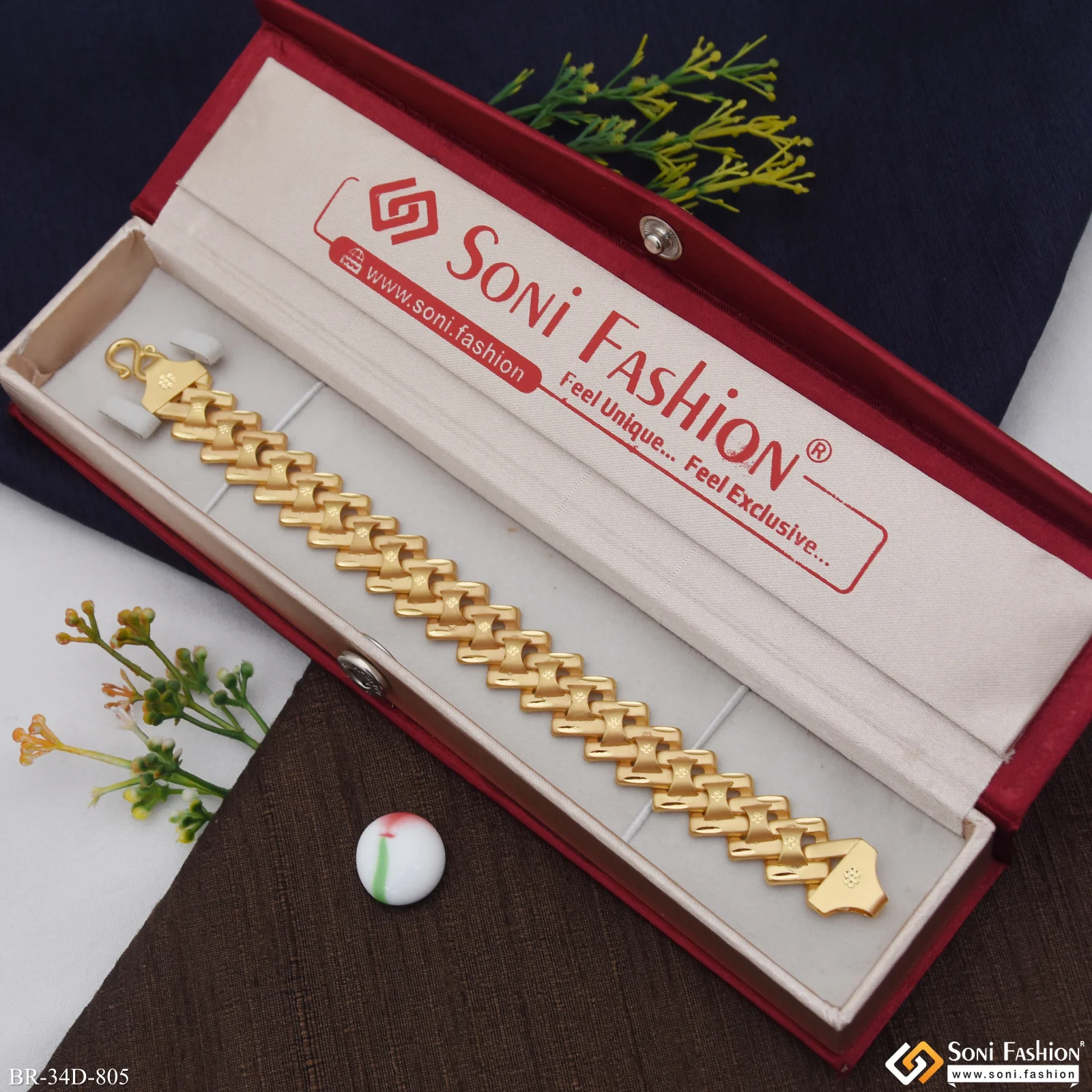 1 Gram Gold Plated Awesome Design Pokal Bracelet for Men - Style D805 - Image 2