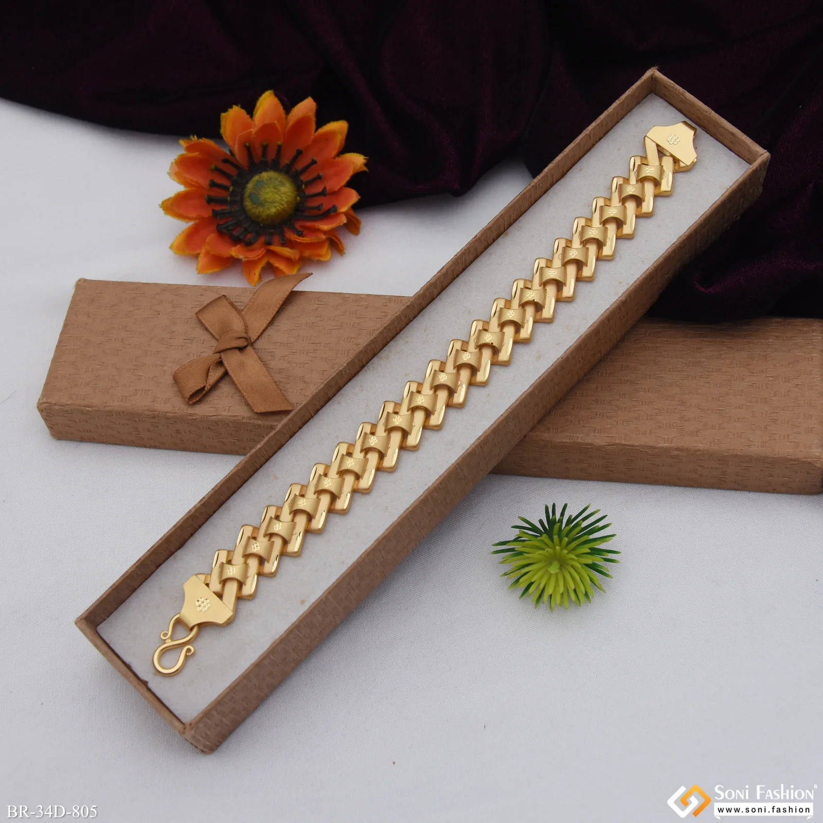 1 Gram Gold Plated Awesome Design Pokal Bracelet for Men - Style D805 - Image 3