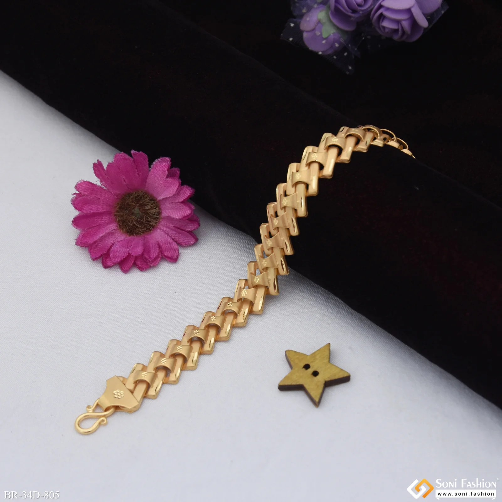 1 Gram Gold Plated Awesome Design Pokal Bracelet for Men - Style D805 - Image 4