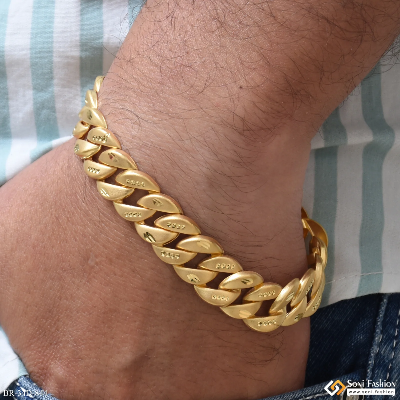 1 Gram Gold Plated Awesome Design Pokal Bracelet for Men - Style D844 - Image 2
