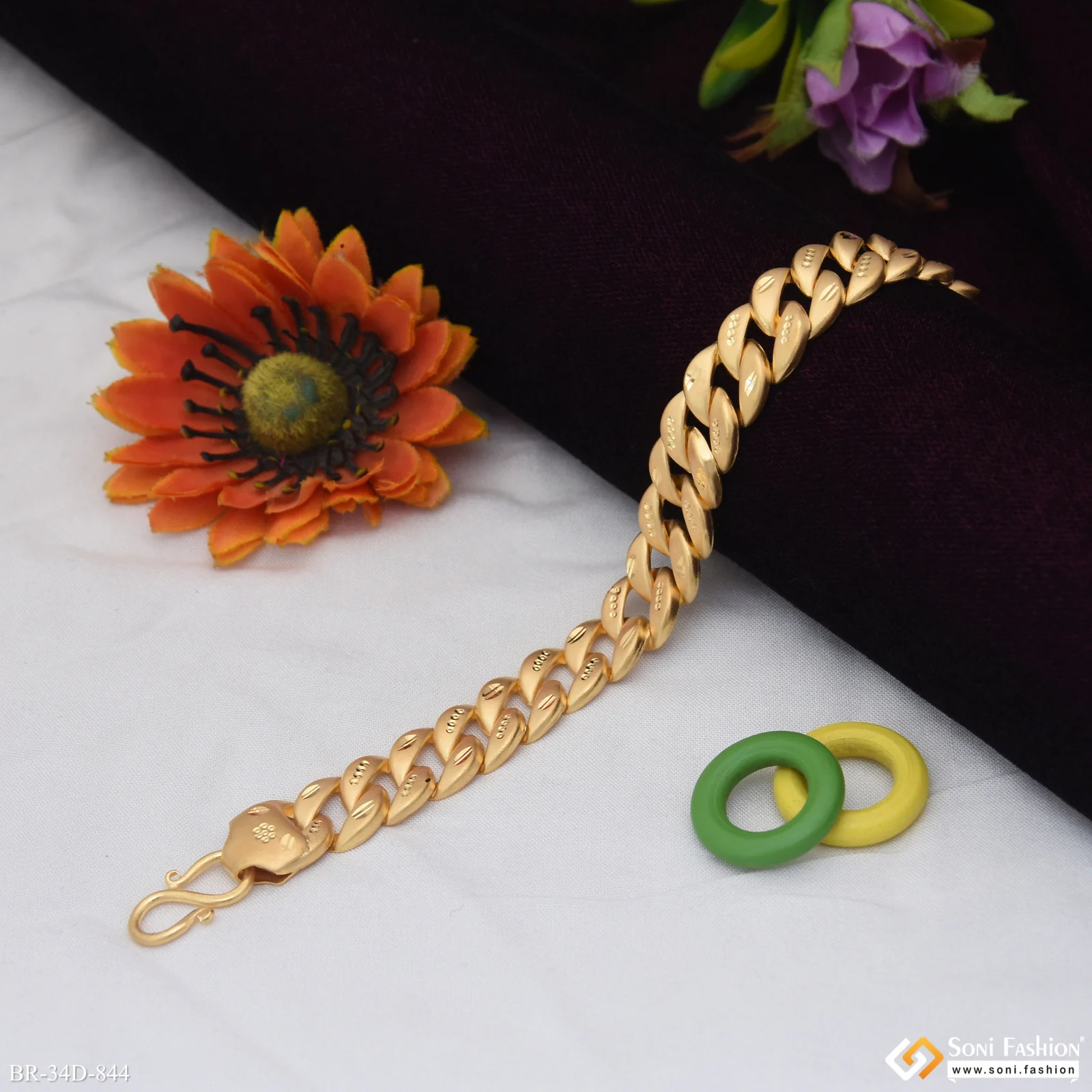 1 Gram Gold Plated Awesome Design Pokal Bracelet for Men - Style D844 - Image 3