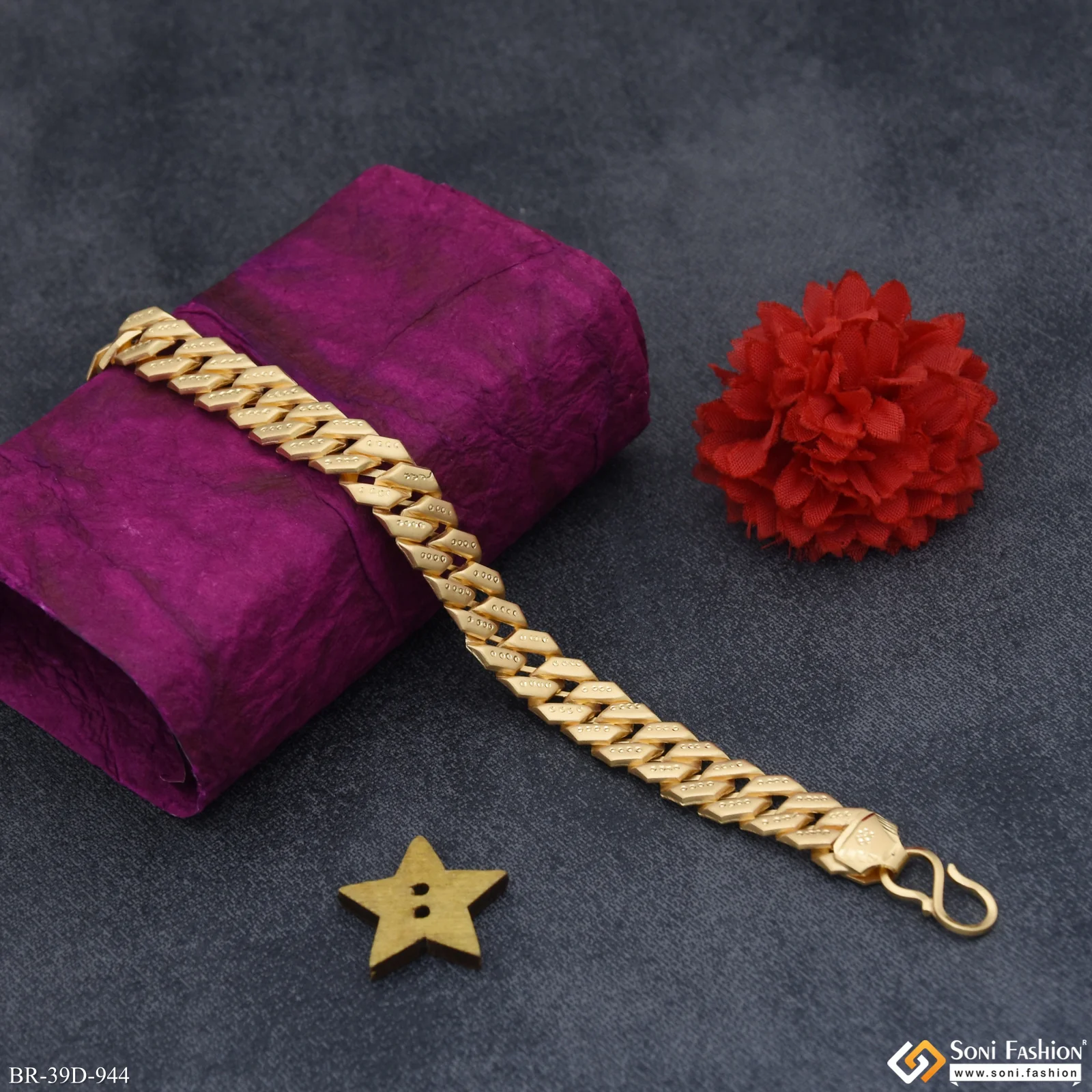 1 Gram Gold Plated Awesome Design Pokal Bracelet for Men - Style D944 - Image 3
