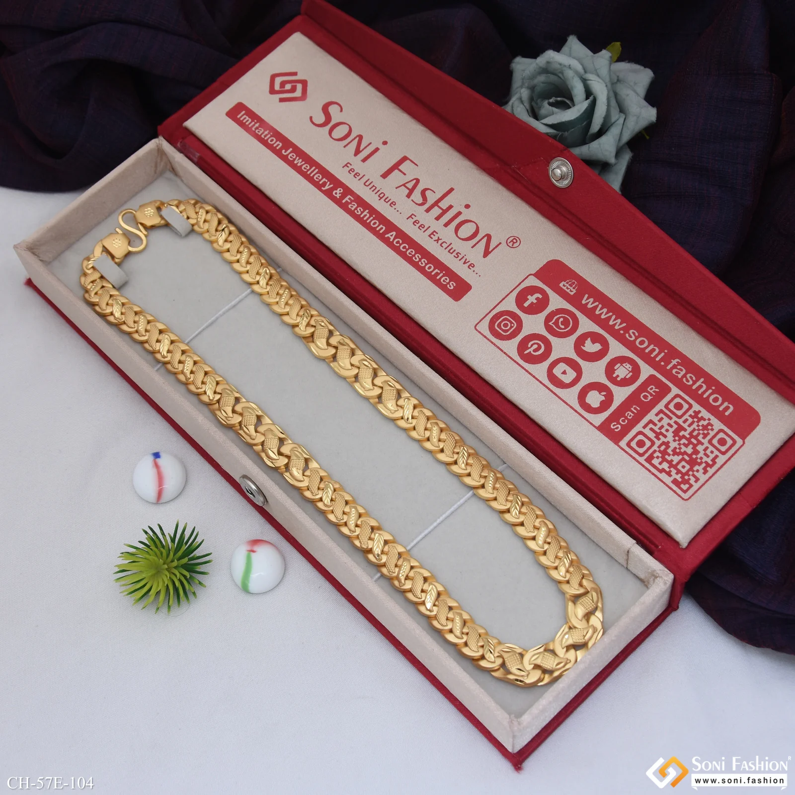 1 Gram Gold Plated Awesome Design Pokal Chain for Men - Style E104 - Image 3