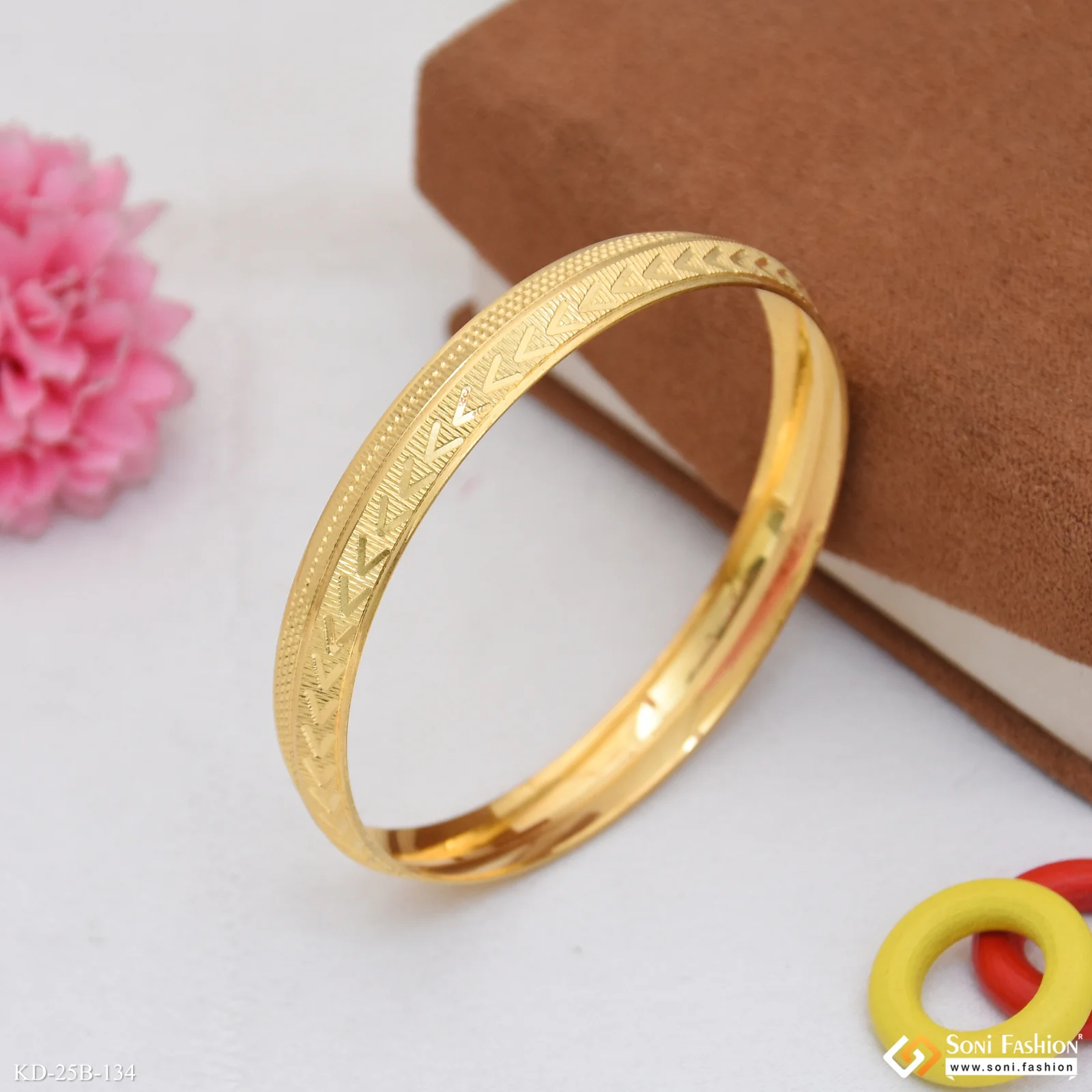1 Gram Gold Plated Awesome Design Punjabi Kada for Men - Style B134 - Image 5