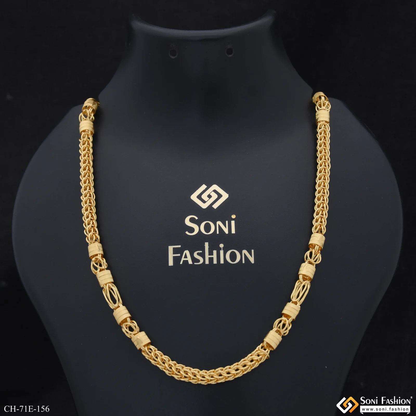 1 Gram Gold Plated Awesome Design Rajwadi Chain for Men - Style E156 - Image 2