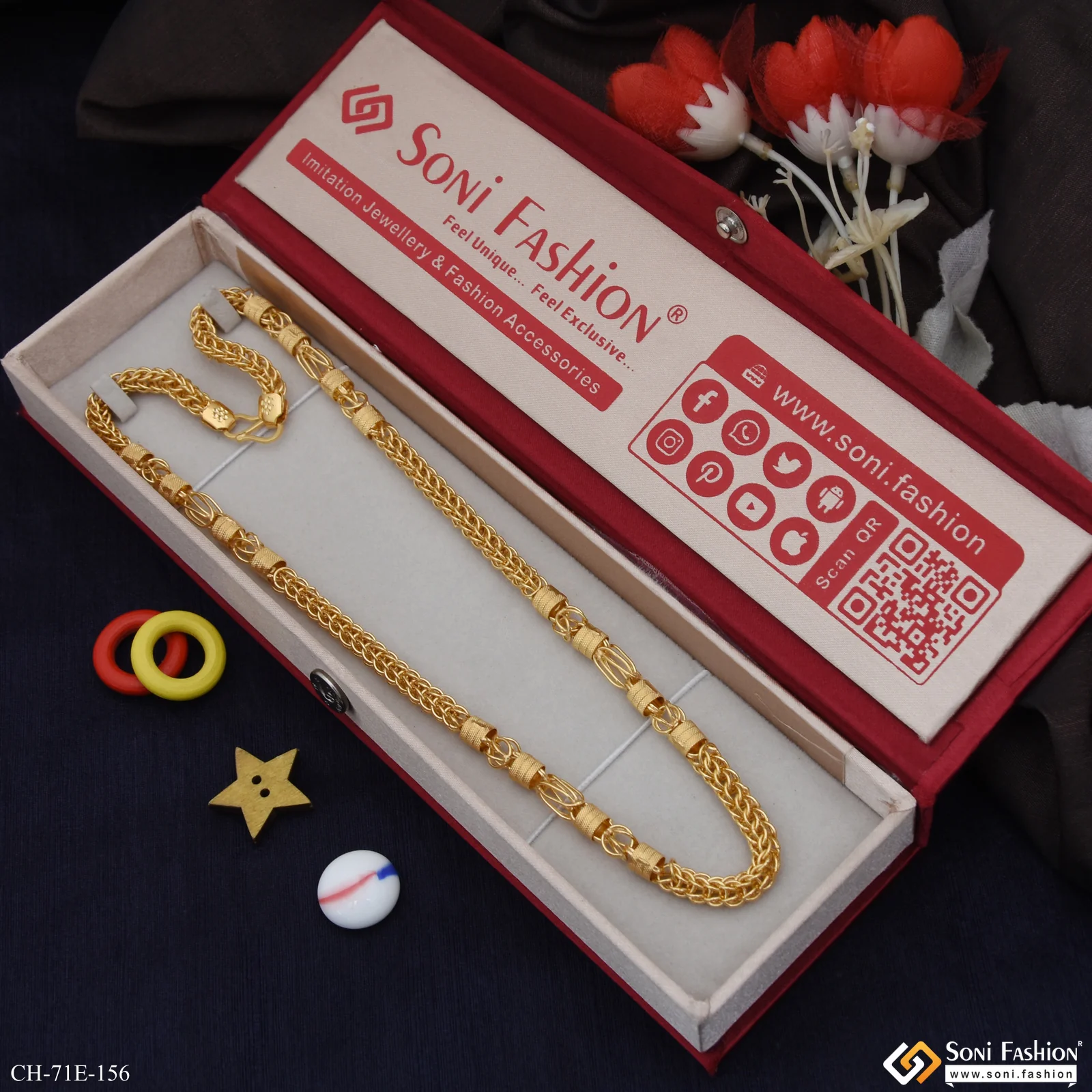 1 Gram Gold Plated Awesome Design Rajwadi Chain for Men - Style E156 - Image 3