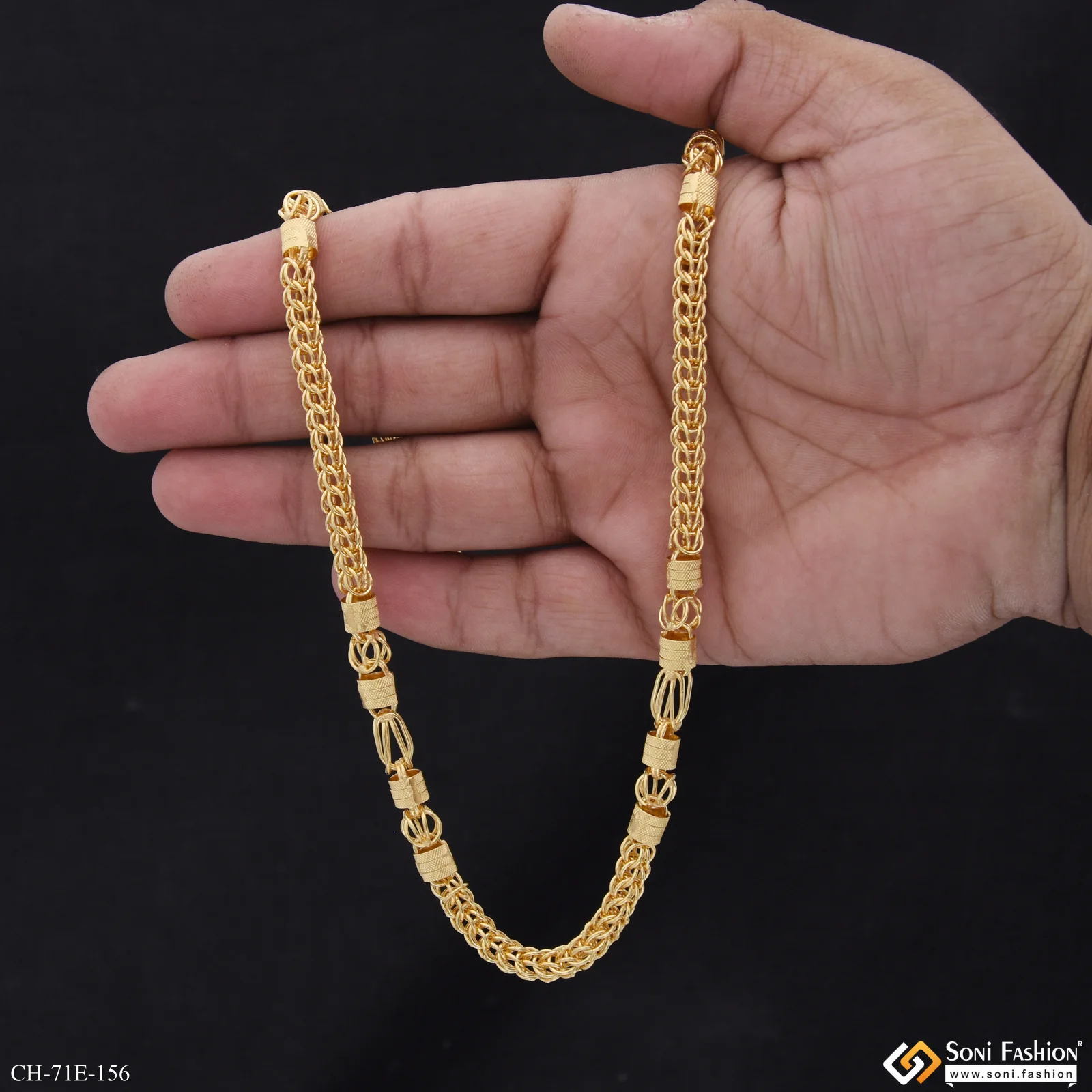 1 Gram Gold Plated Awesome Design Rajwadi Chain for Men - Style E156 - Image 4