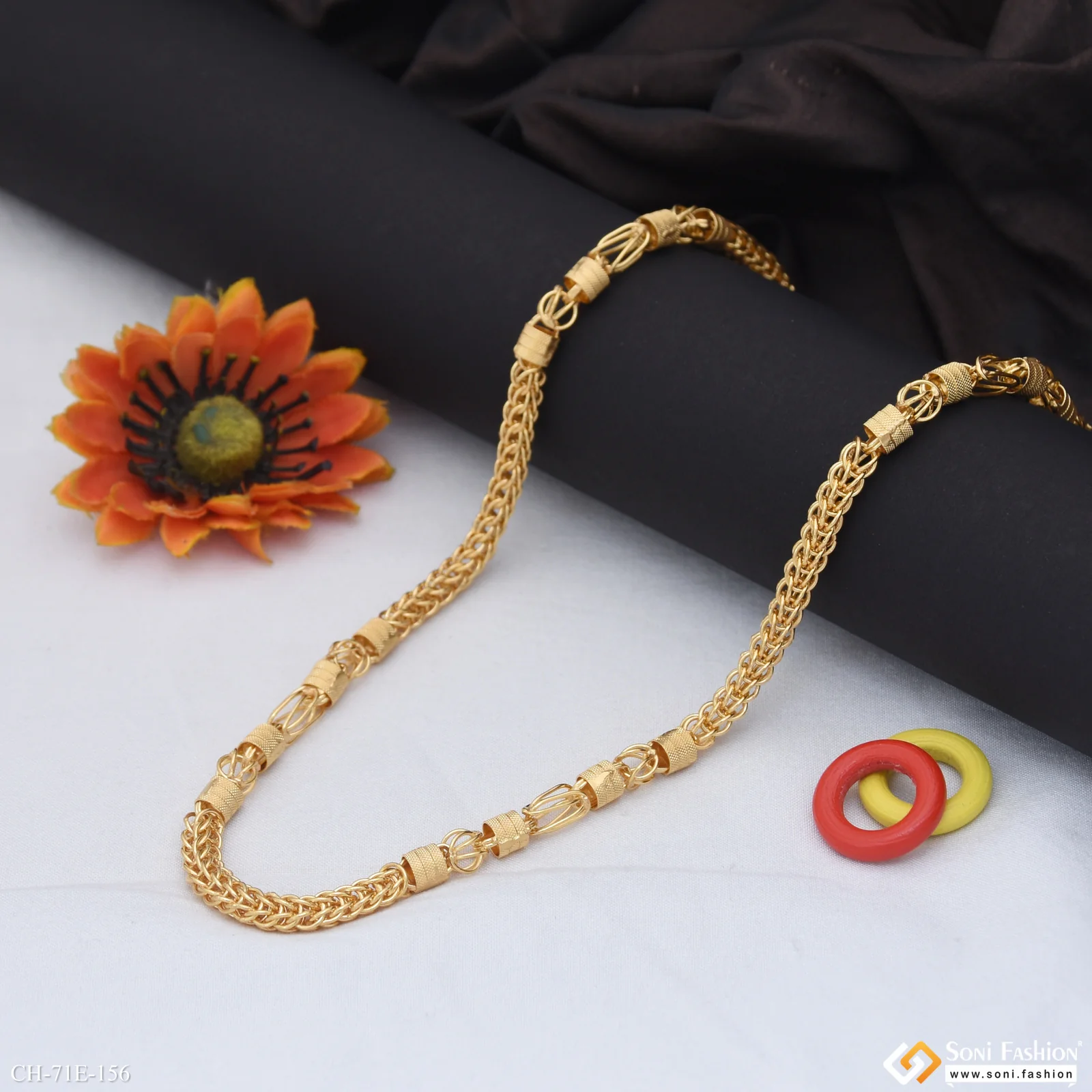 1 Gram Gold Plated Awesome Design Rajwadi Chain for Men - Style E156 - Image 5