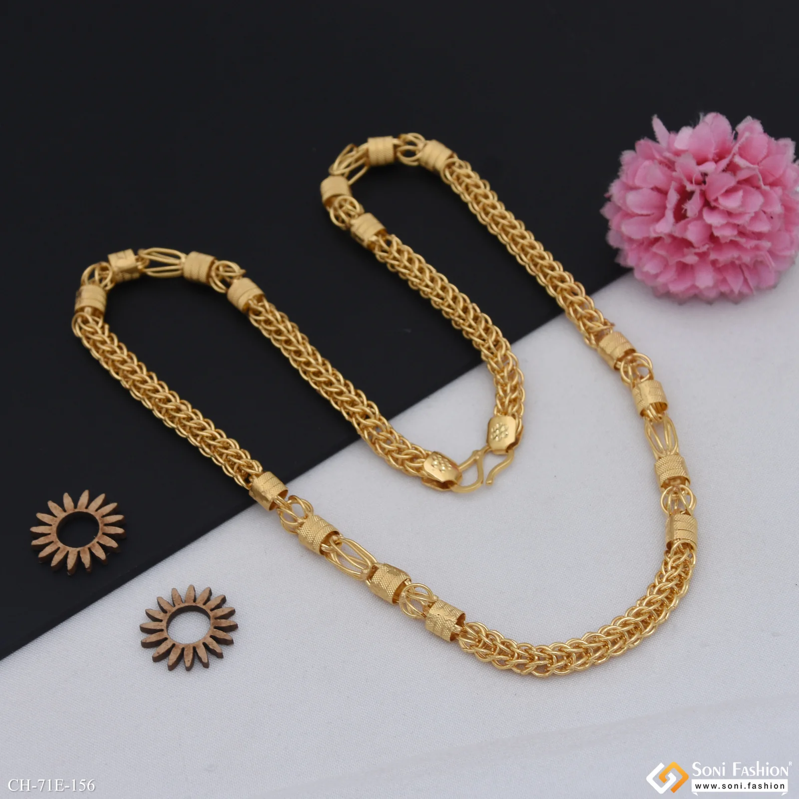 1 Gram Gold Plated Awesome Design Rajwadi Chain for Men - Style E156 - Image 6