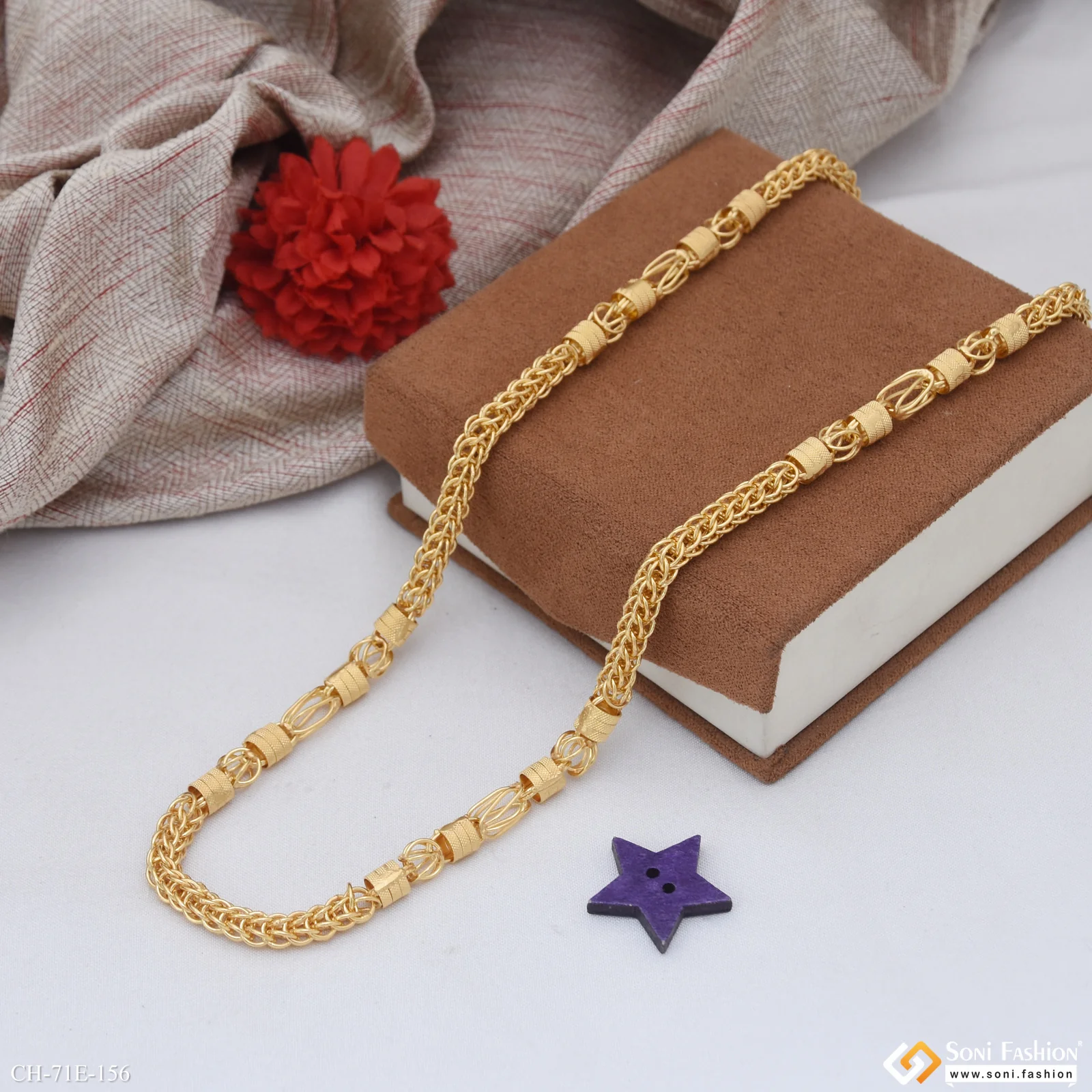 1 Gram Gold Plated Awesome Design Rajwadi Chain for Men - Style E156 - Image 7