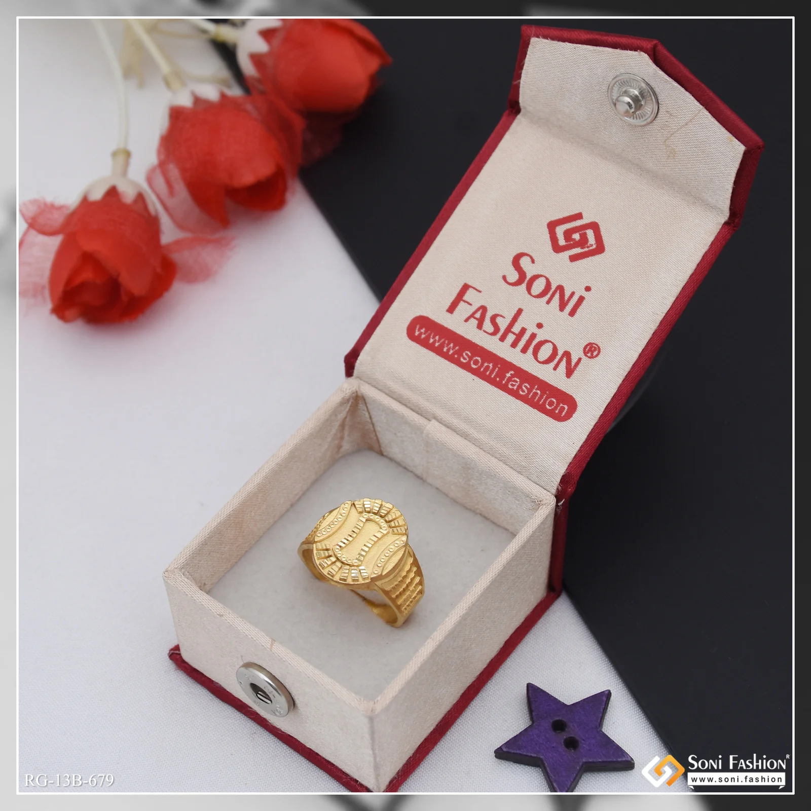 1 Gram Gold Plated Awesome Design Ring for Men - Style B679 - Image 3