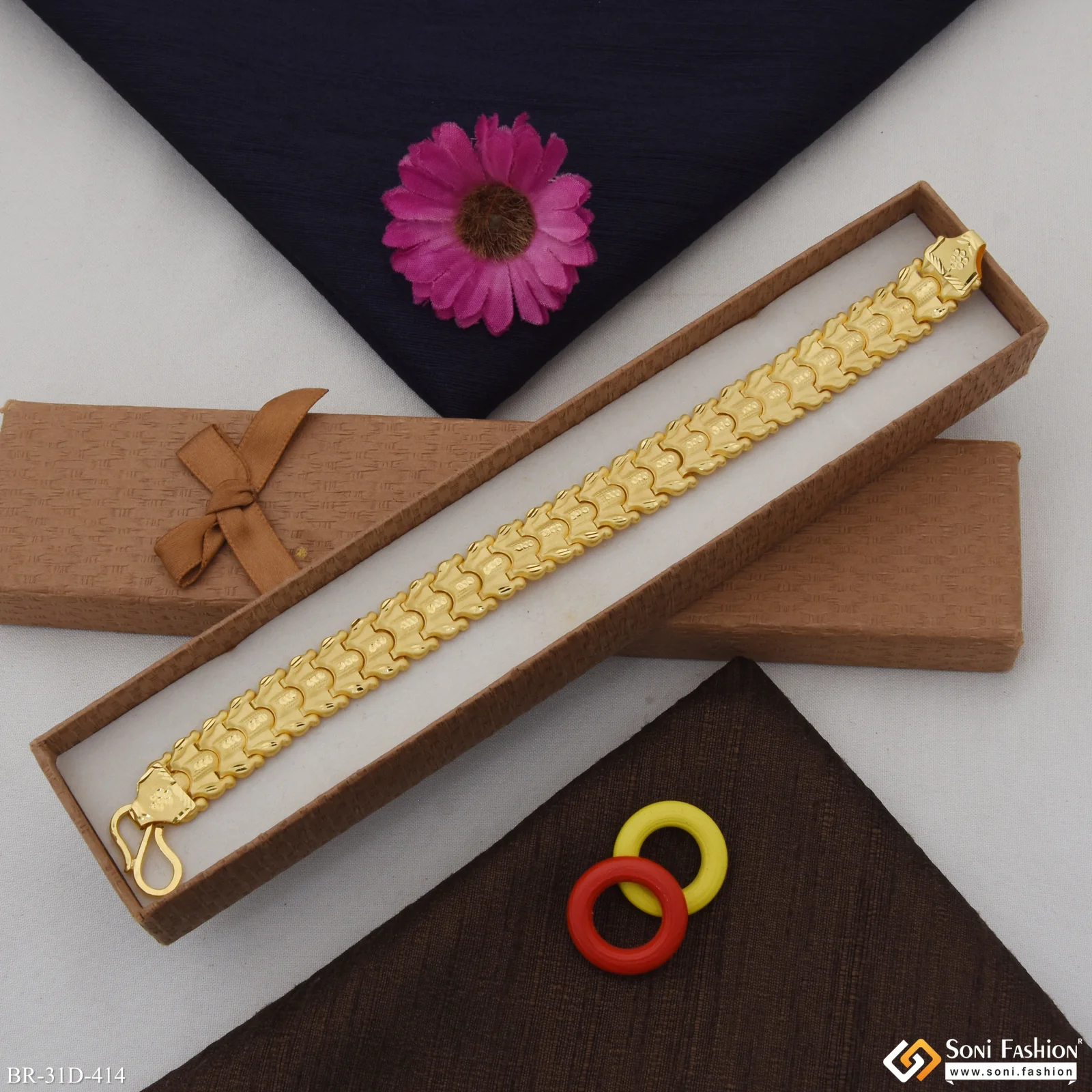 1 Gram Gold Plated Bahubali Bracelet for Men - Style D414 - Image 4