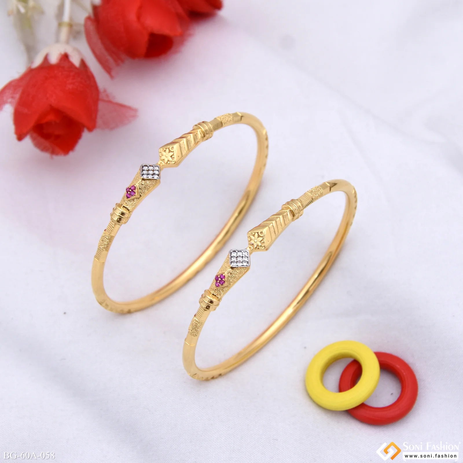 1 Gram Gold Plated Beautiful Design Bangles for Ladies - Style A058 - Image 2