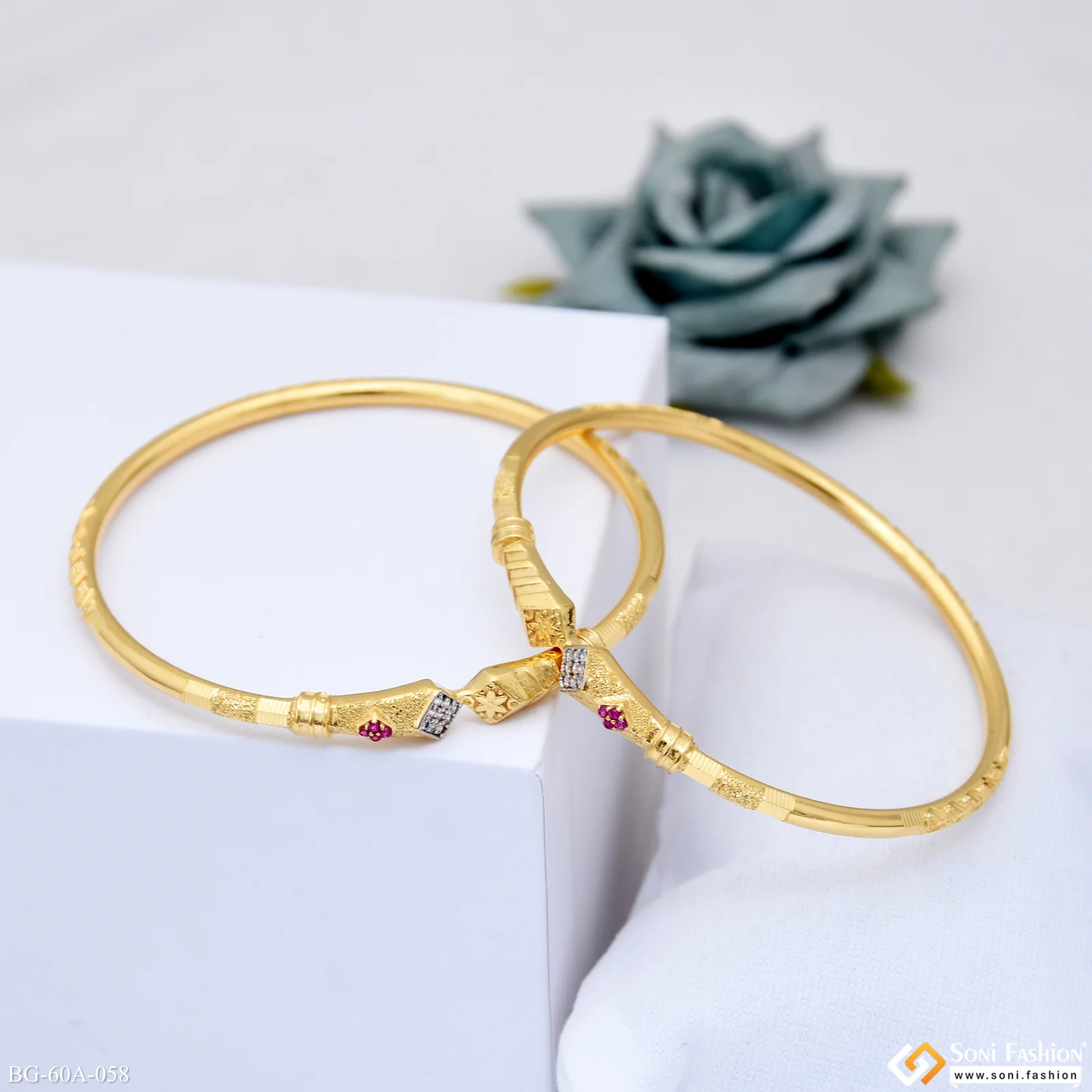 1 Gram Gold Plated Beautiful Design Bangles for Ladies - Style A058 - Image 4
