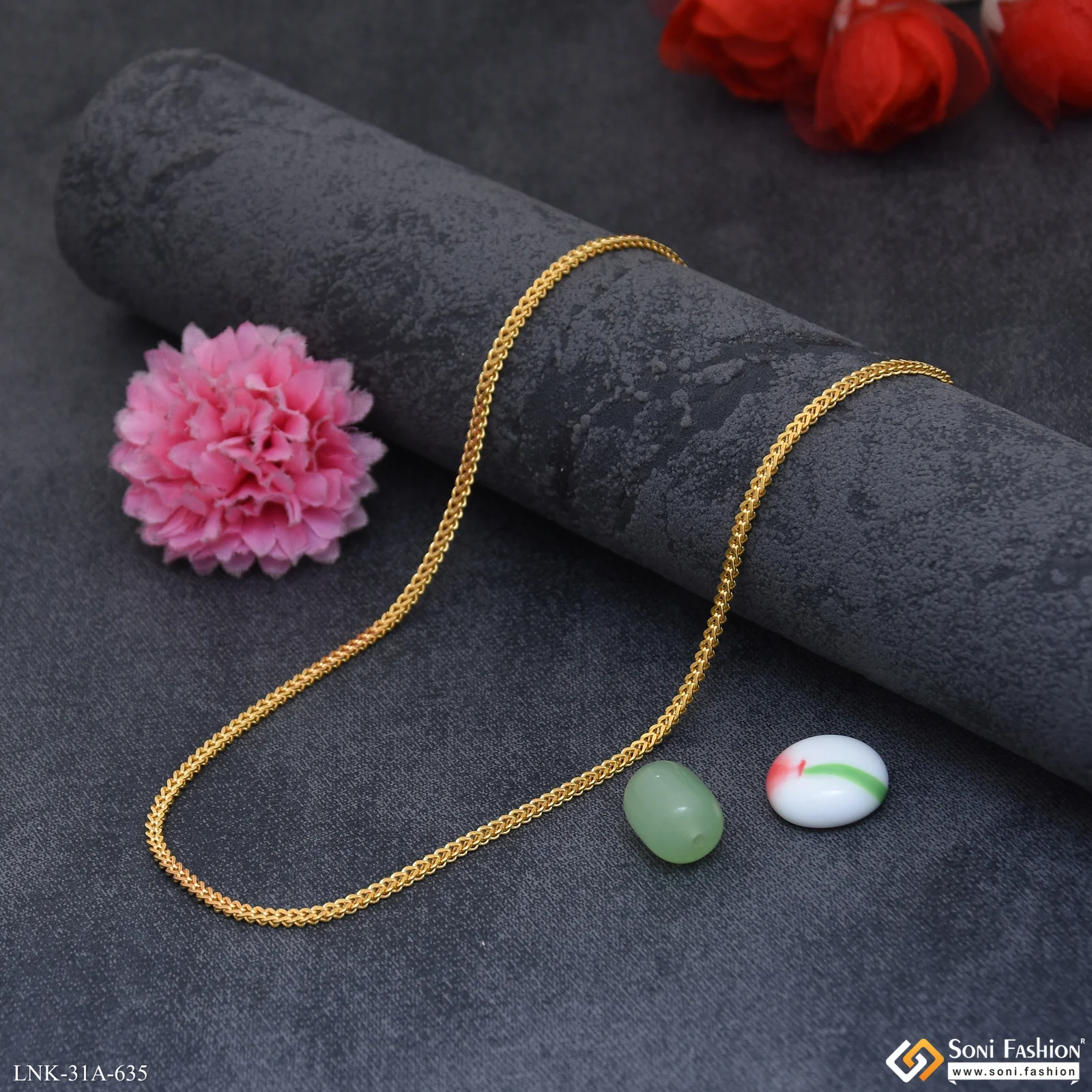 1 Gram Gold Plated Beautiful Design Chain for Ladies - Style A635 - Image 4