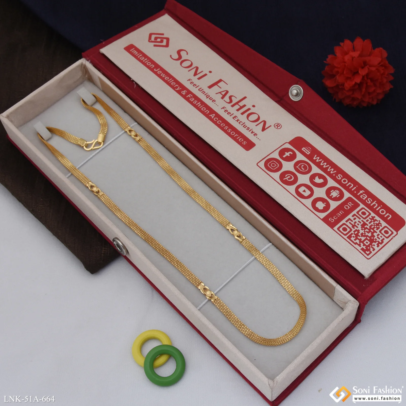 1 Gram Gold Plated Beautiful Design Chain for Women - Style A664 - Image 3