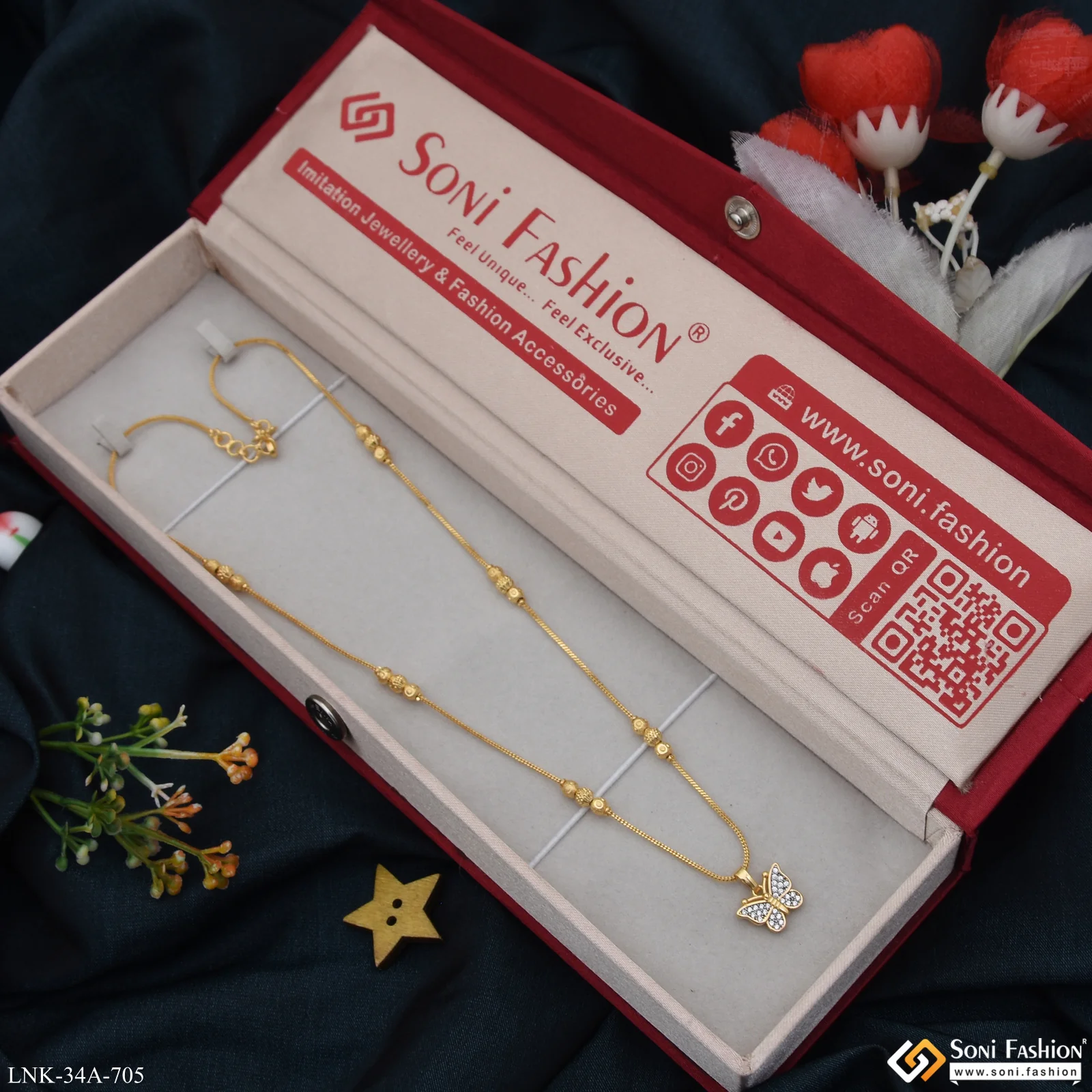 1 Gram Gold Plated Beautiful Design Chain pendant for Ladies - Style A705 - Image 2