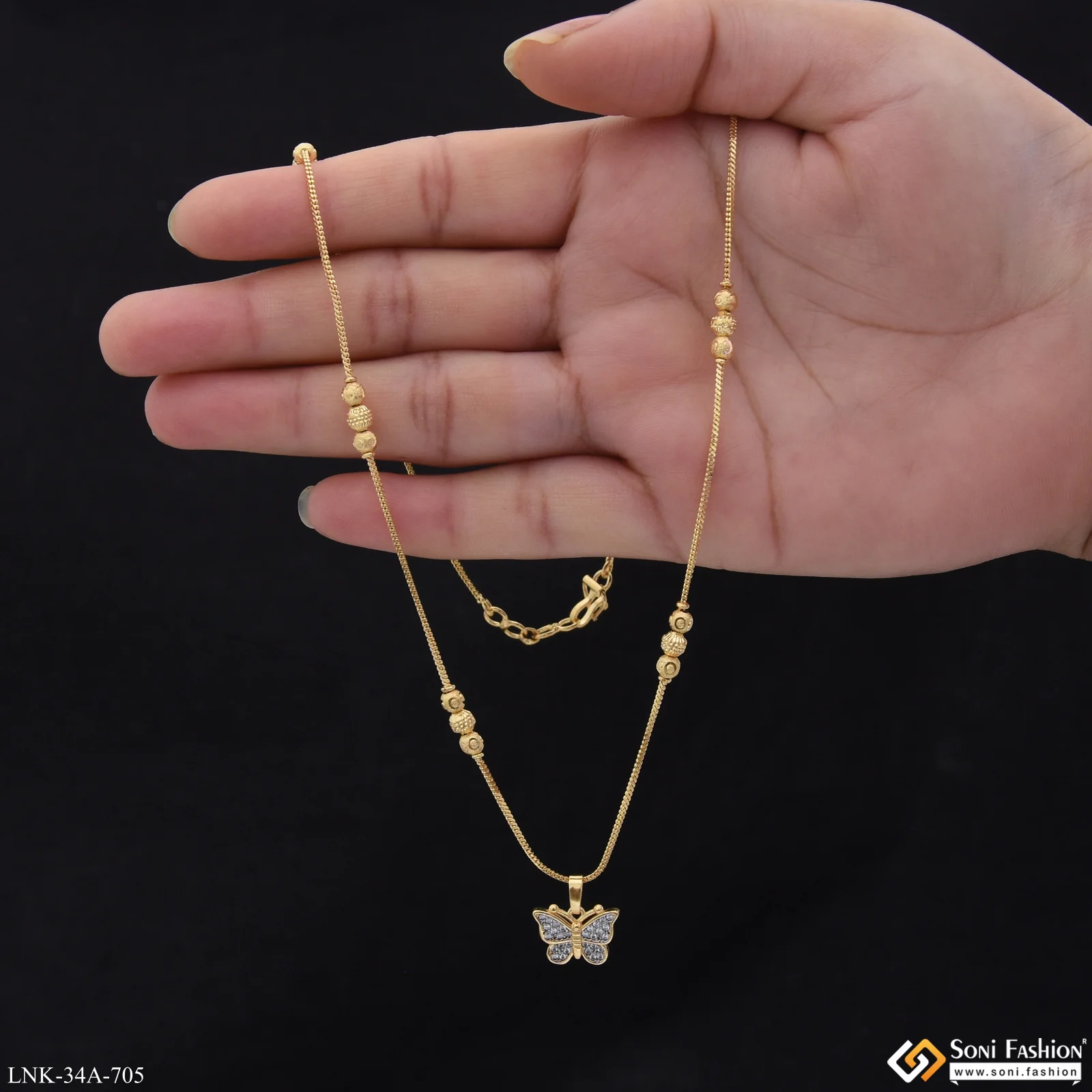 1 Gram Gold Plated Beautiful Design Chain pendant for Ladies - Style A705 - Image 3