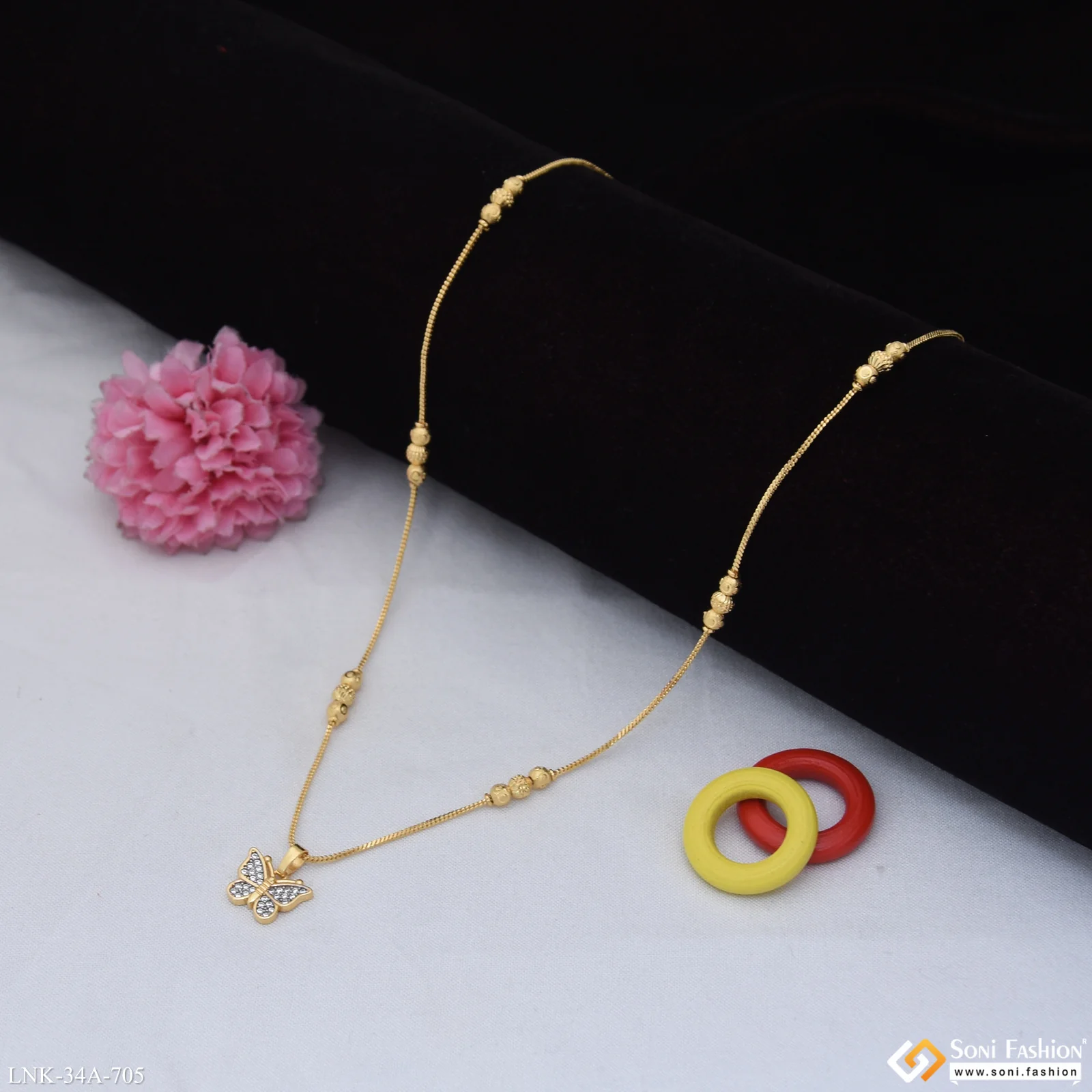 1 Gram Gold Plated Beautiful Design Chain pendant for Ladies - Style A705 - Image 4