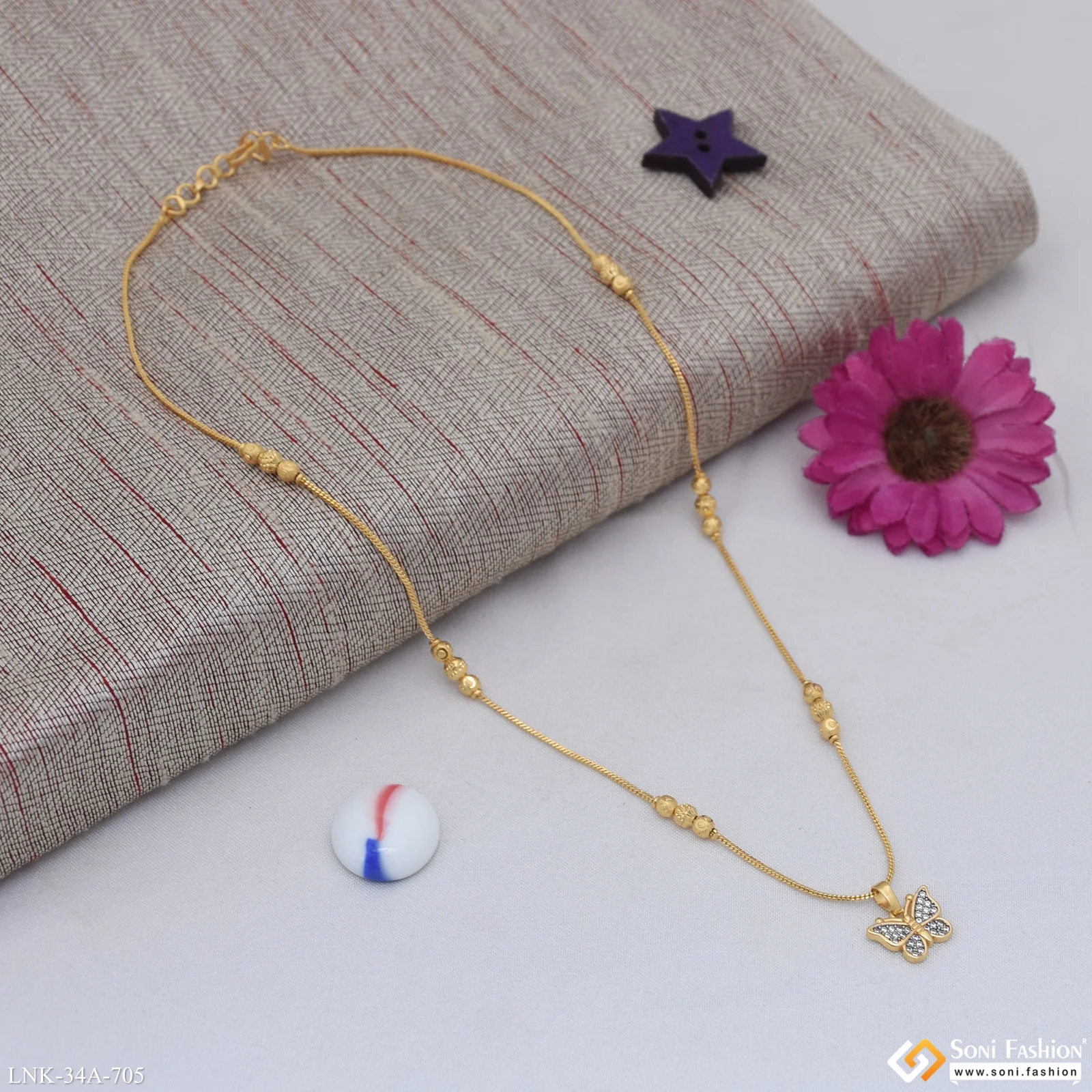 1 Gram Gold Plated Beautiful Design Chain pendant for Ladies - Style A705 - Image 5