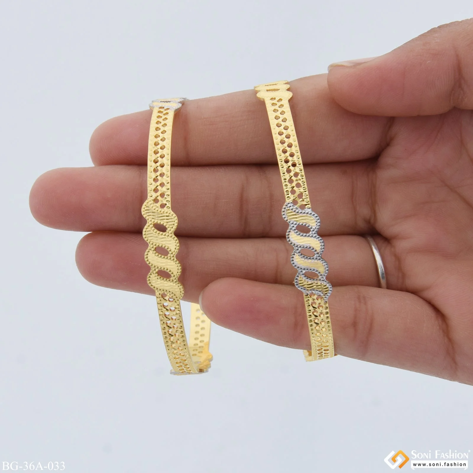 1 Gram Gold Plated Beautiful Design Fashionable Bangles for Lady - Style A033 - Image 6