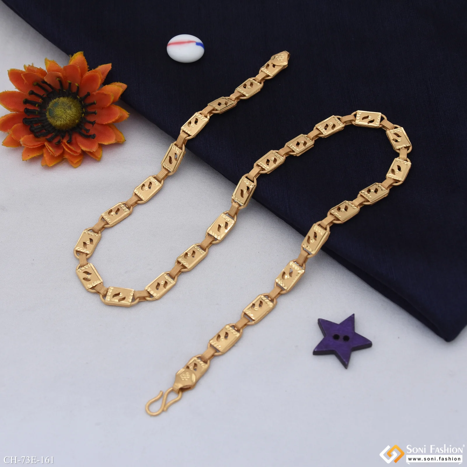 1 Gram Gold Plated Best Quality Biscuit Chain for Men - Style E161 - Image 6