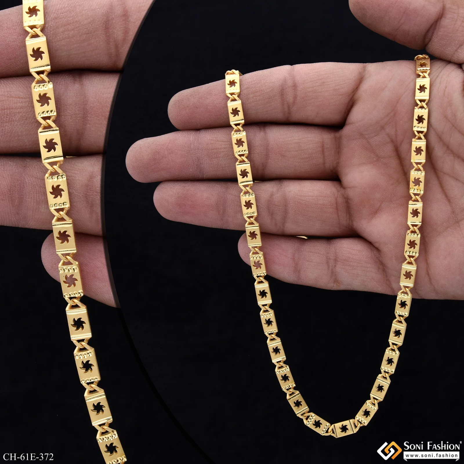1 Gram Gold Plated Best Quality Biscuit Chain for Men - Style E372 - Image 2