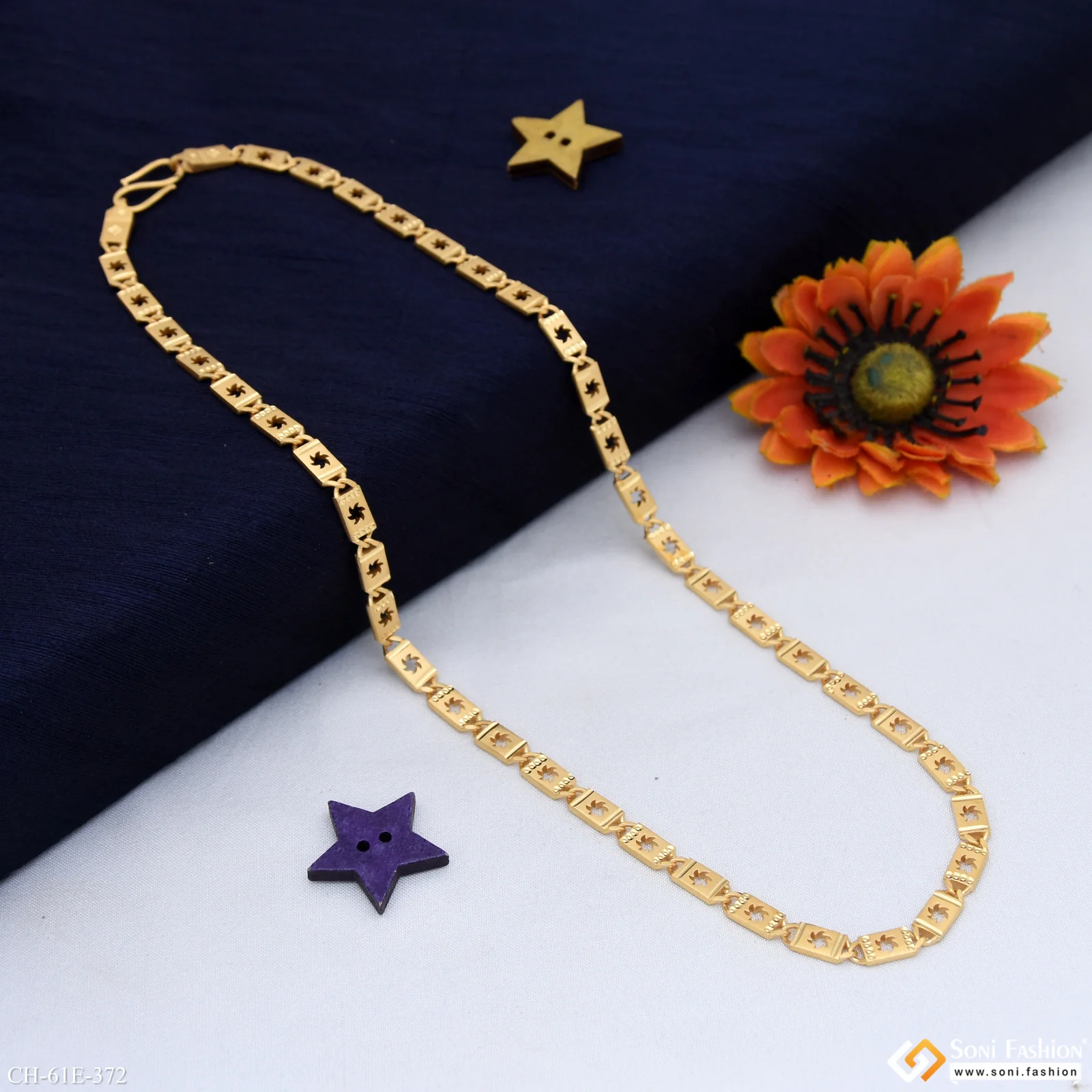 1 Gram Gold Plated Best Quality Biscuit Chain for Men - Style E372 - Image 5