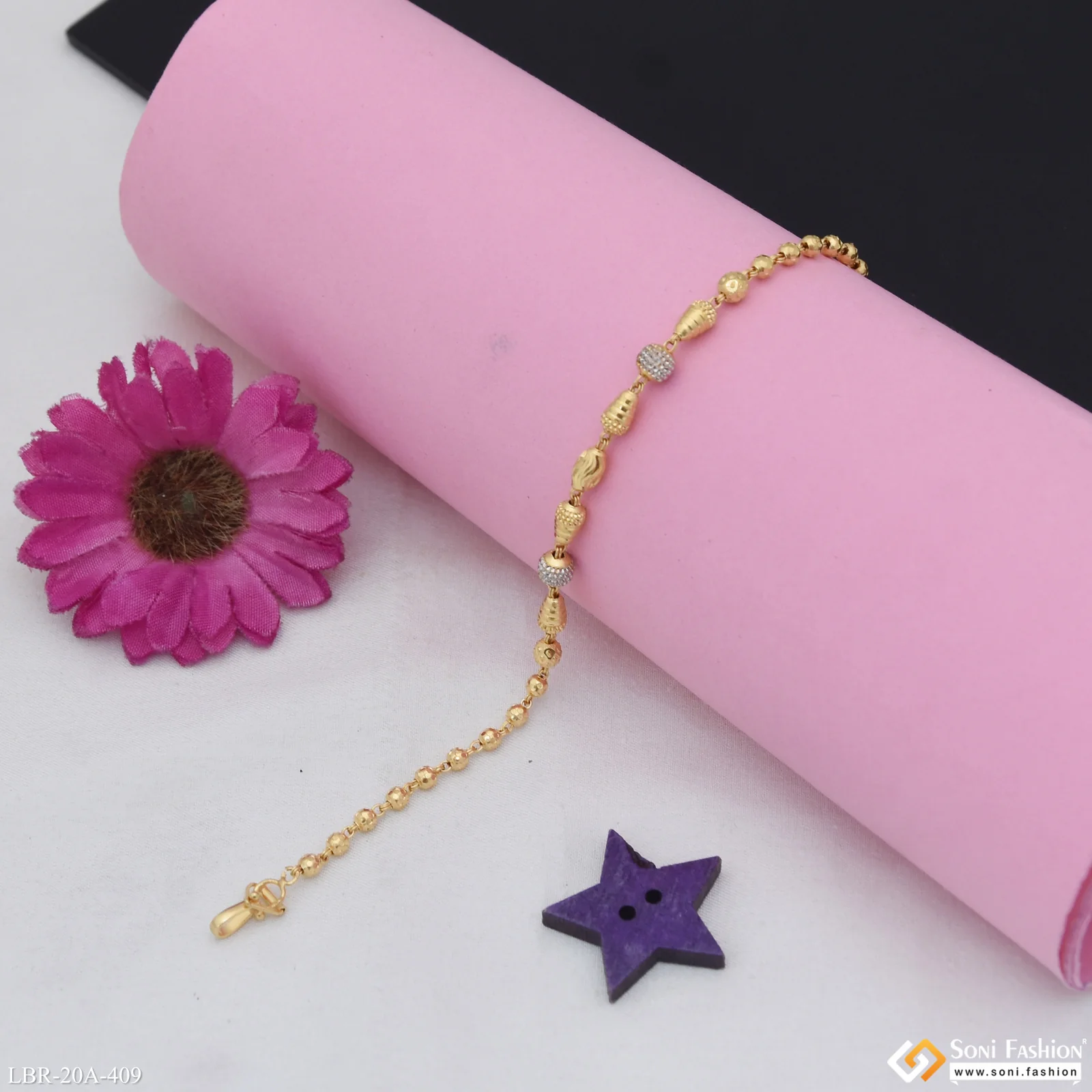 1 Gram Gold Plated Best Quality Bracelet for Ladies - Style A409 - Image 3