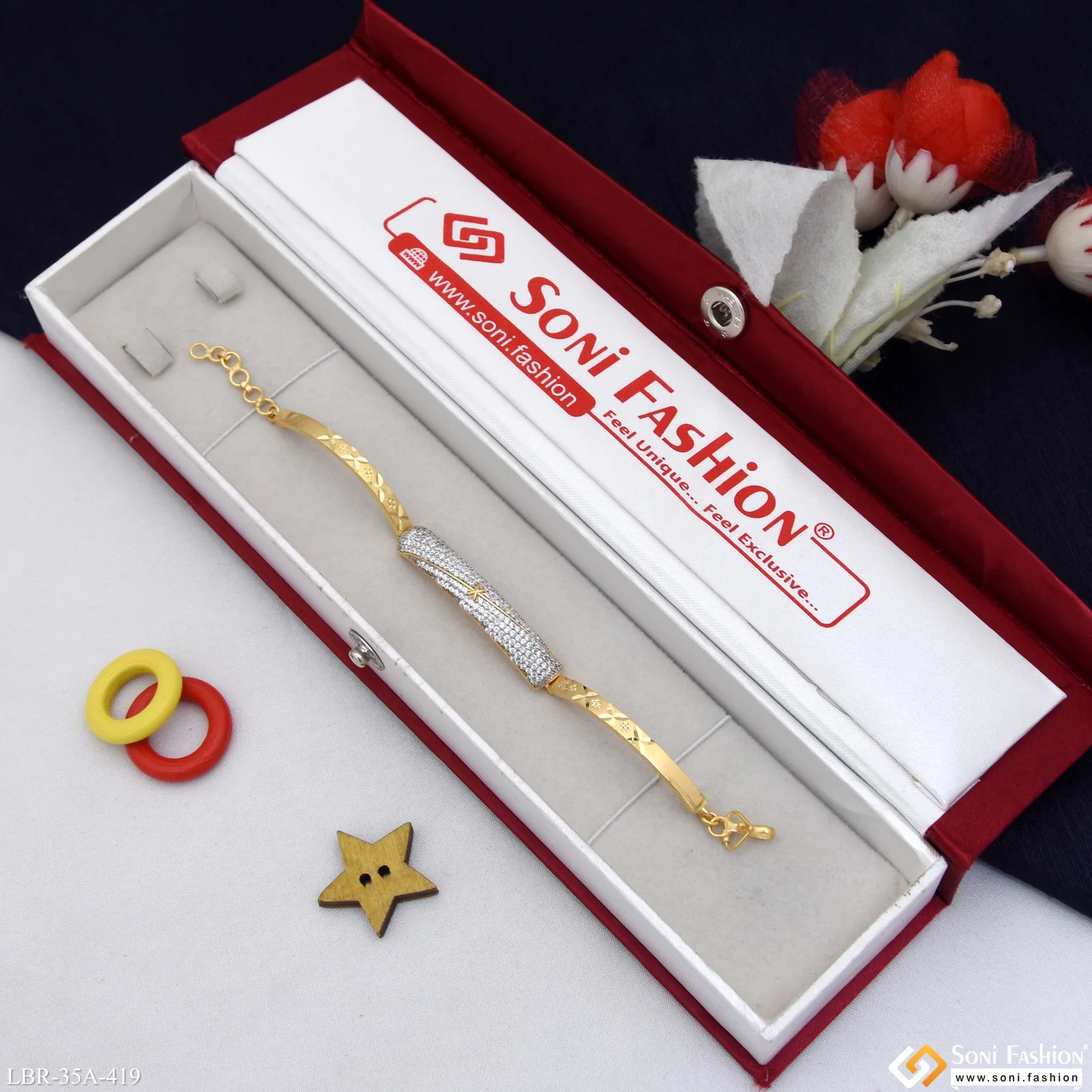 1 Gram Gold Plated Best Quality Bracelet for Ladies - Style A419 - Image 2