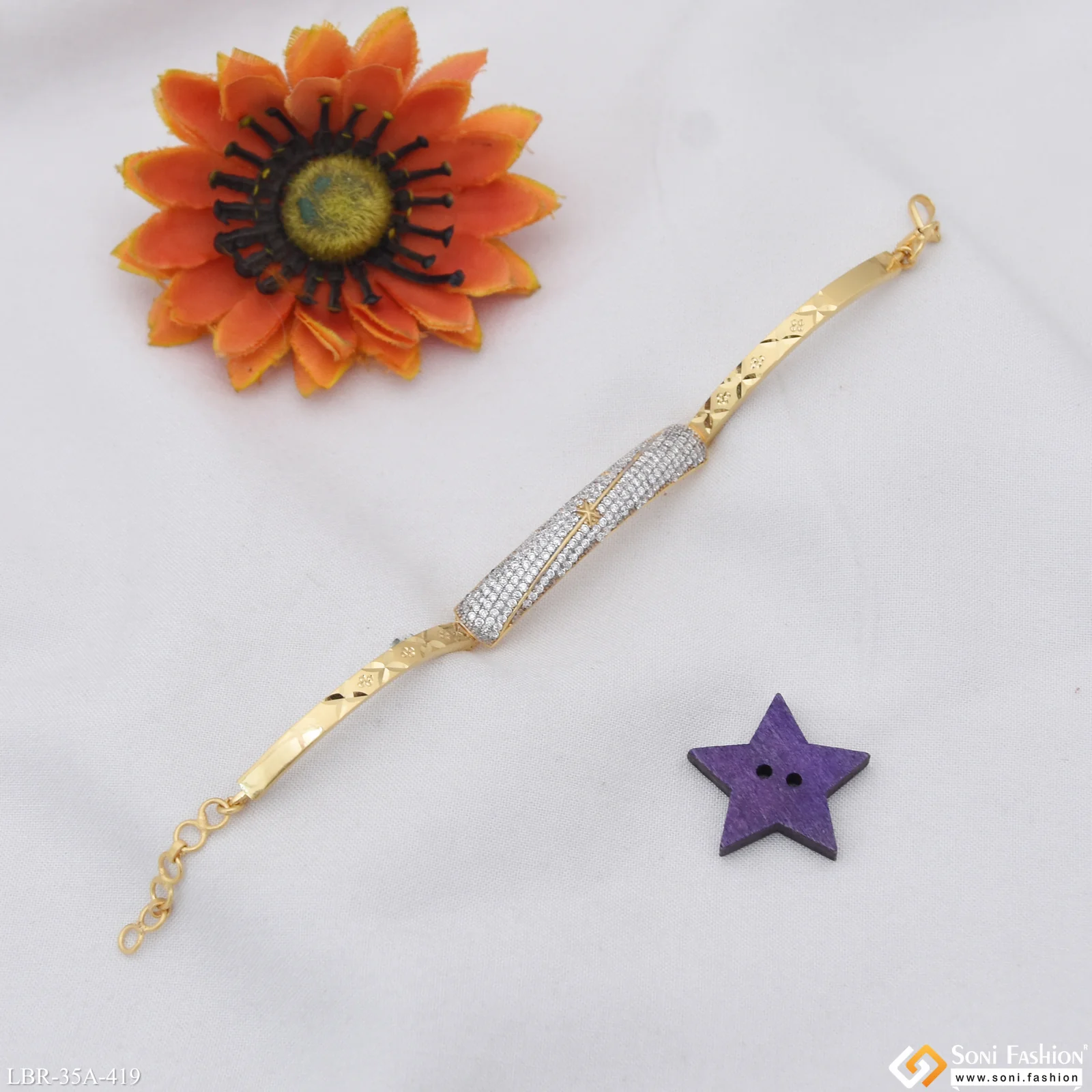 1 Gram Gold Plated Best Quality Bracelet for Ladies - Style A419 - Image 3