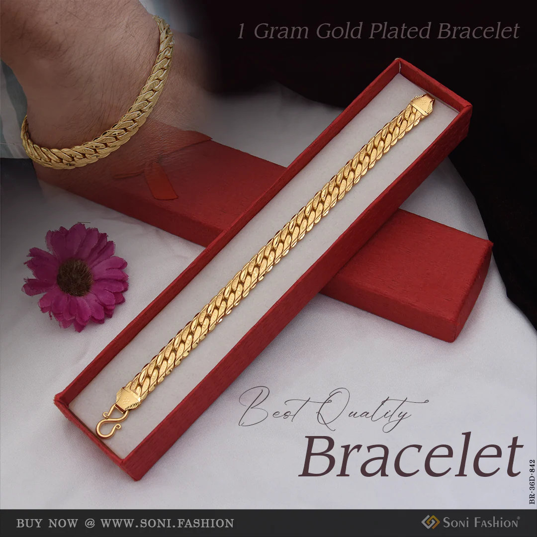 1 Gram Gold Plated Best Quality Bracelet for Men - Style D842