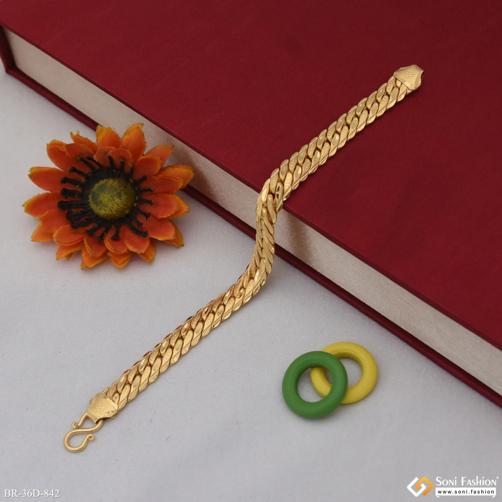 1 Gram Gold Plated Best Quality Bracelet for Men - Style D842 - Image 5