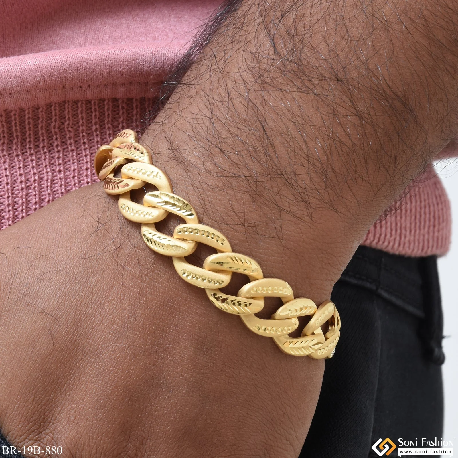 1 Gram Gold Plated Best Quality Durable Design Pokal Bracelet for Men - Style B880 - Image 2