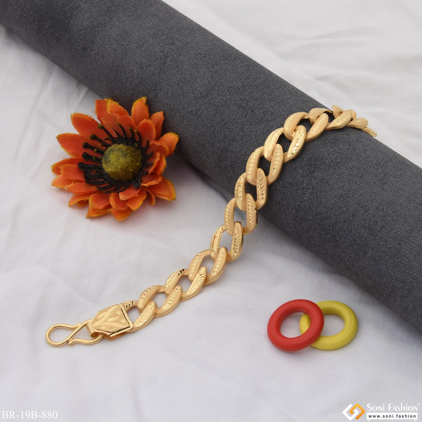 1 Gram Gold Plated Best Quality Durable Design Pokal Bracelet for Men - Style B880 - Image 4