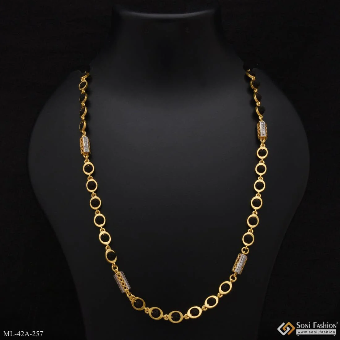 1 Gram Gold Plated Best Quality Durable Design Rudraksha Mala For Men - Style A257