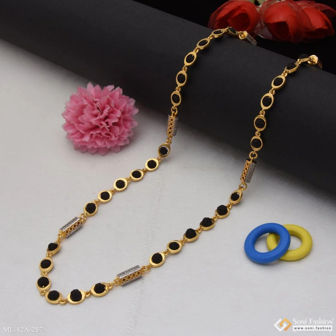 1 Gram Gold Plated Best Quality Durable Design Rudraksha Mala For Men - Style A257 - Image 3
